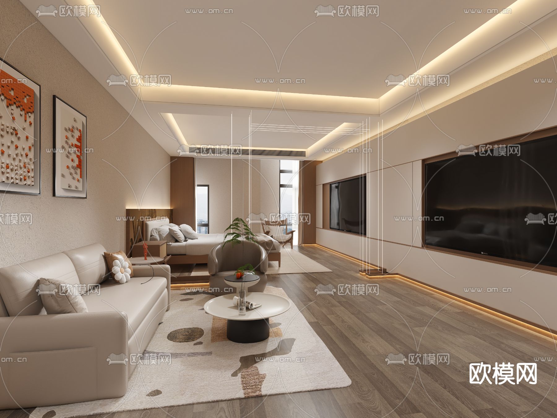 宾馆套房 酒店套间3d模型下载