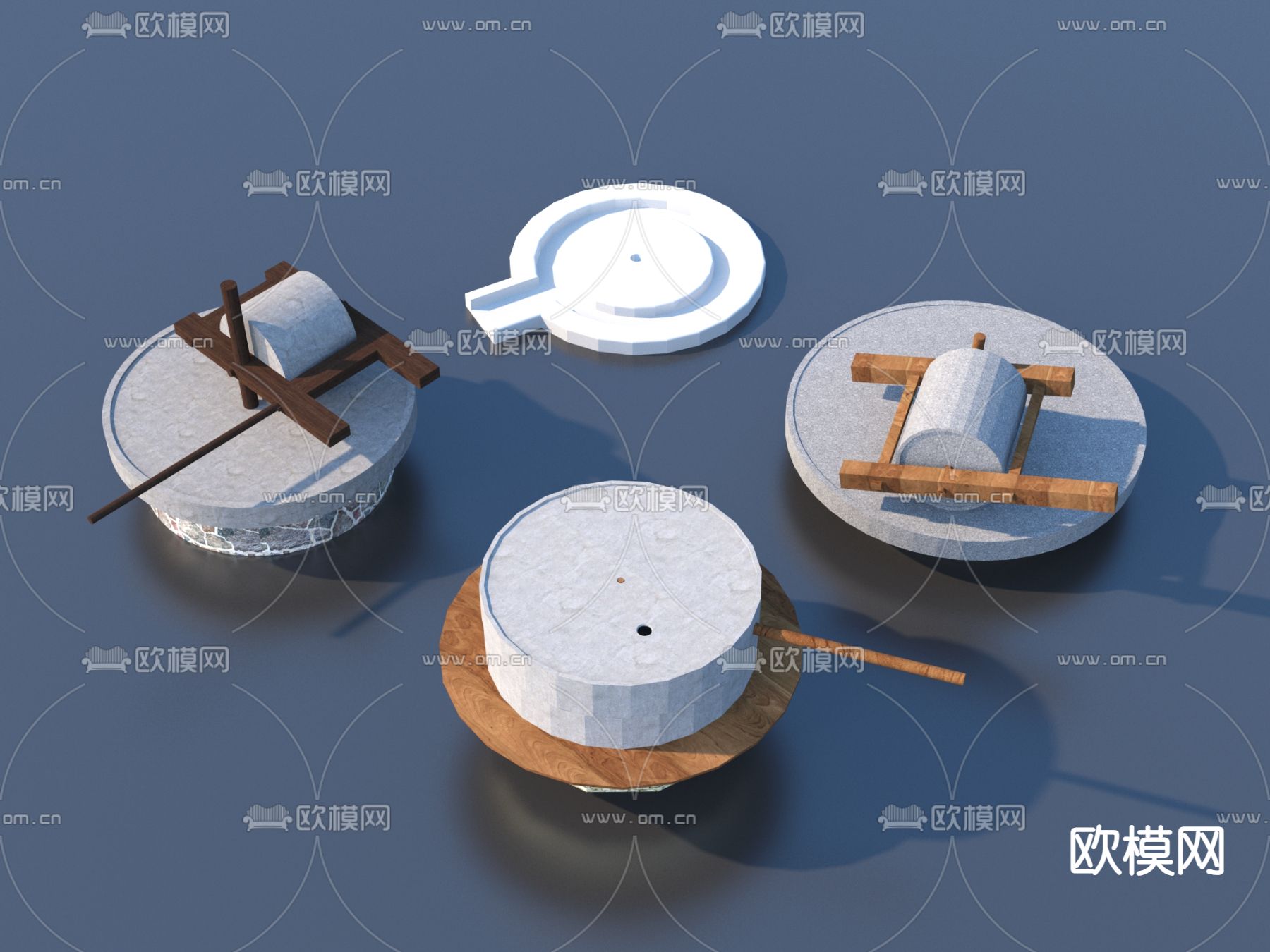 磨盘 农具3d模型下载