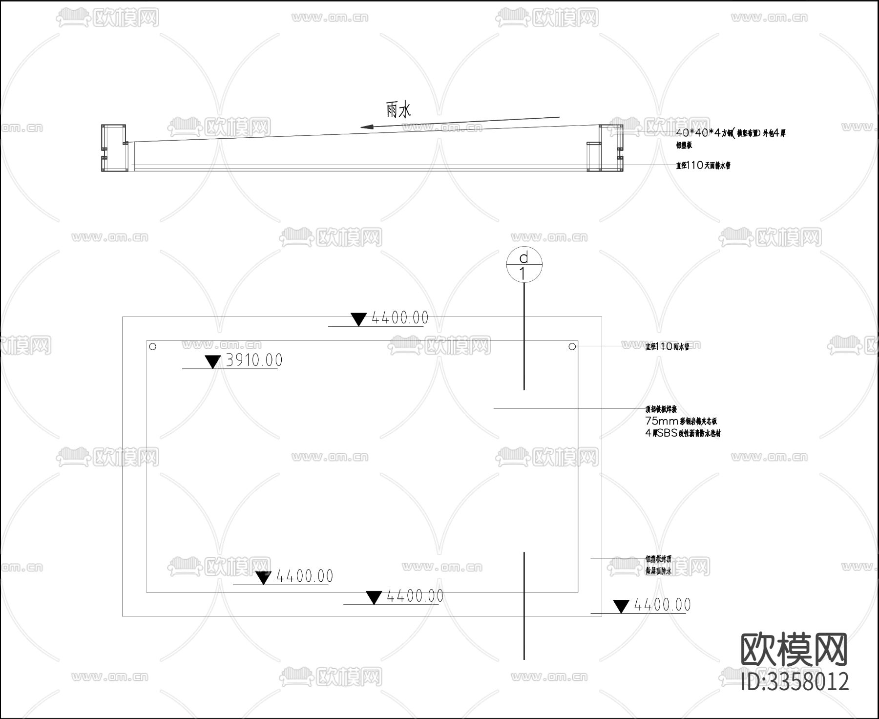 现代警亭 警务站 交警岗亭建筑cad大样图下载（渲染图4）
