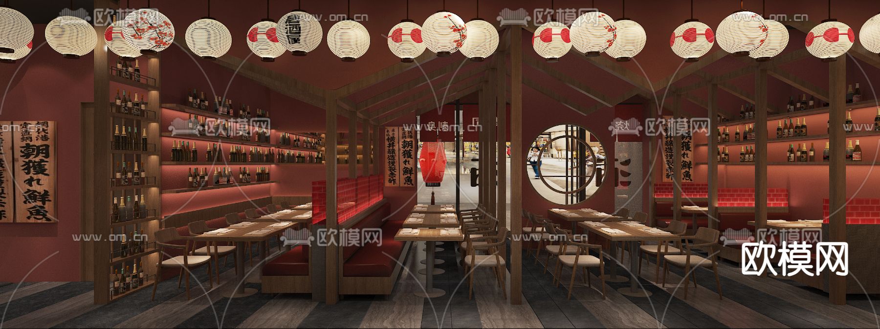 日式料理餐厅3d模型下载（渲染图1）