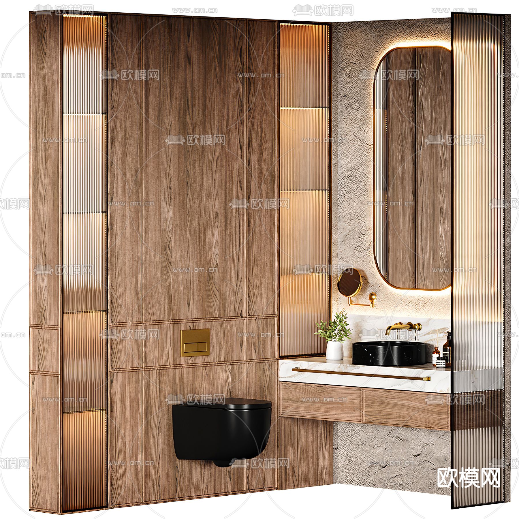 侘寂浴室柜 洗手台3d模型下载