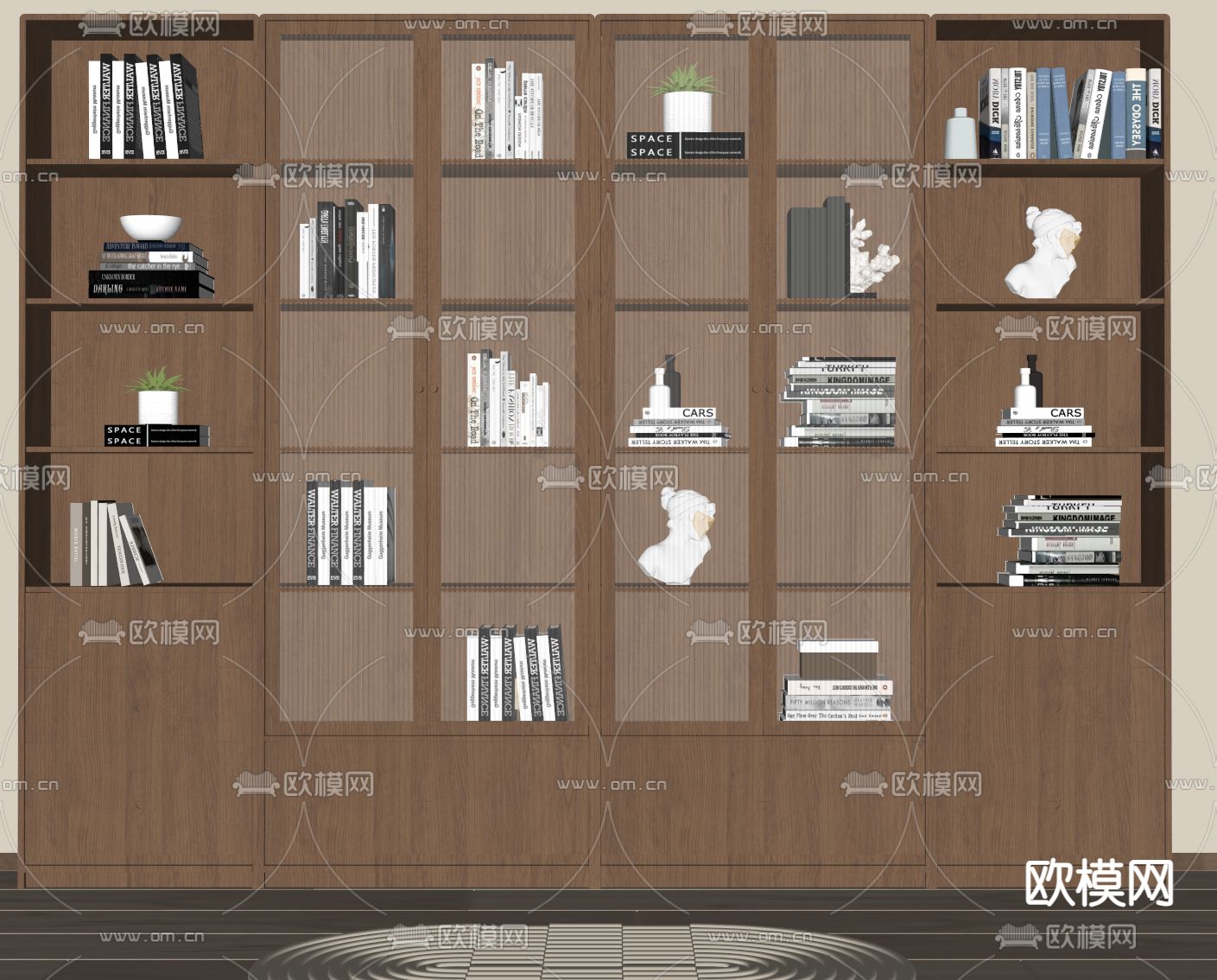 北欧书柜su模型下载（渲染图1）