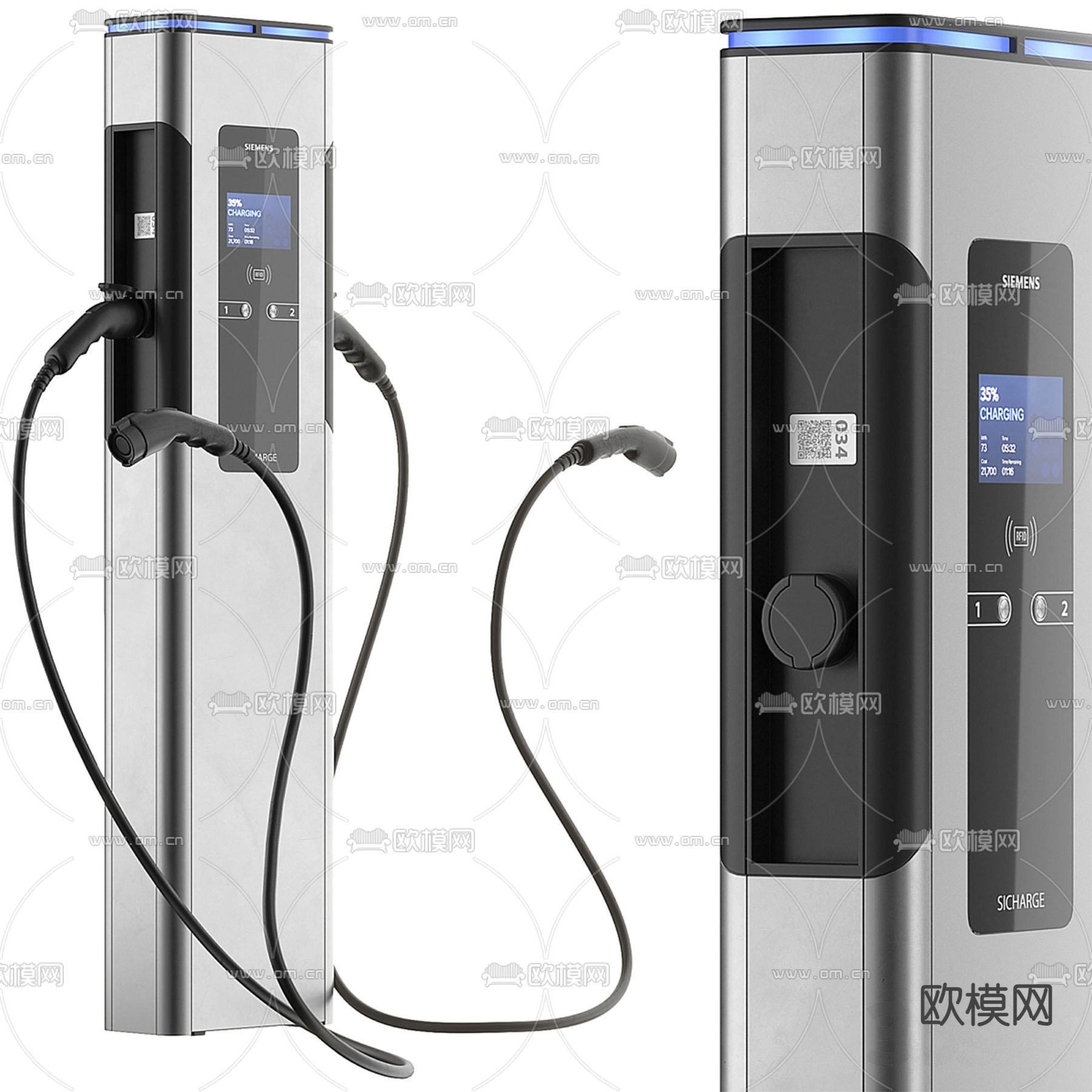 新能源充电桩 充电站3d模型下载（渲染图1）