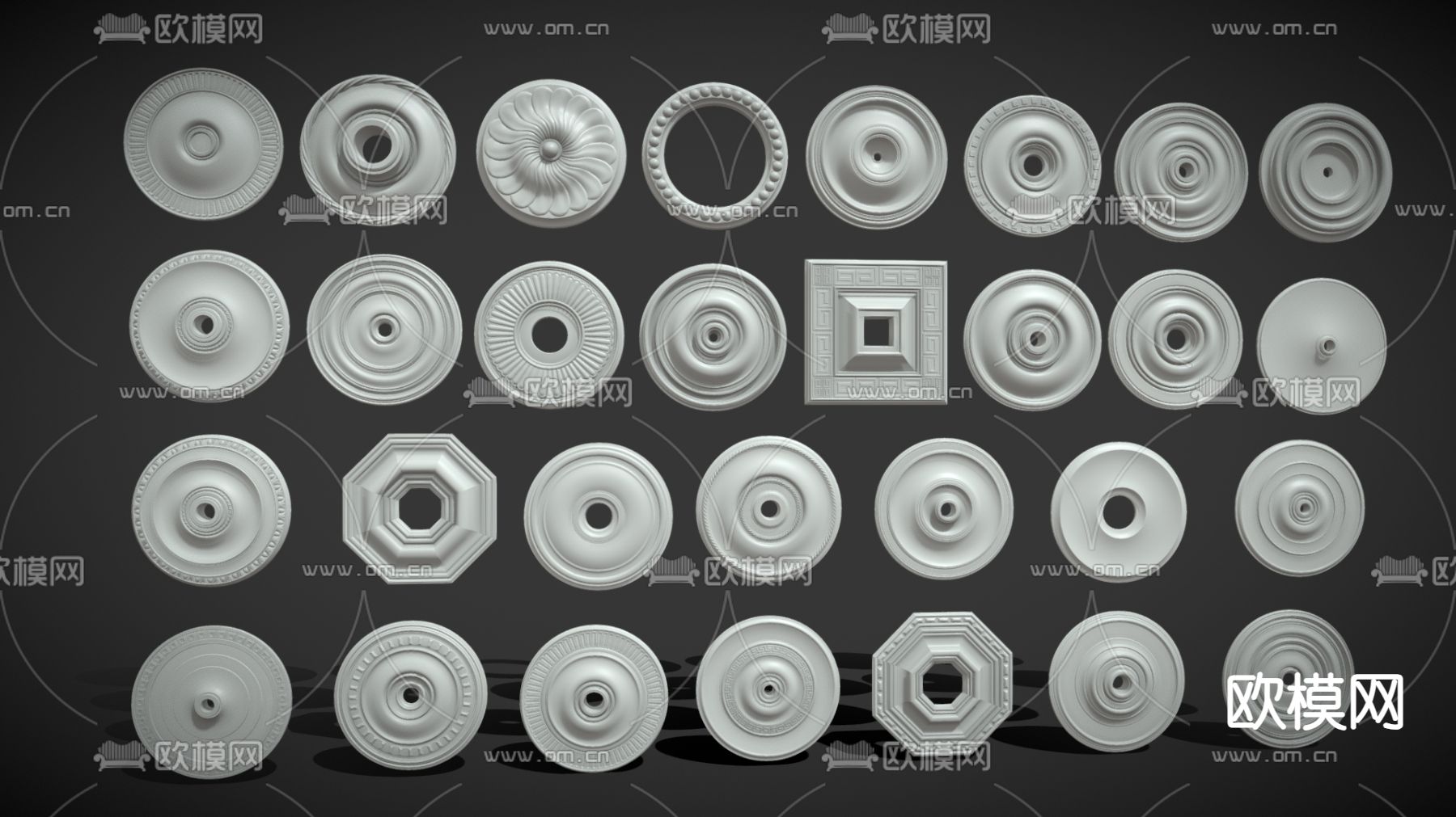 欧式灯盘 雕花灯盘 石膏灯盘3d模型下载