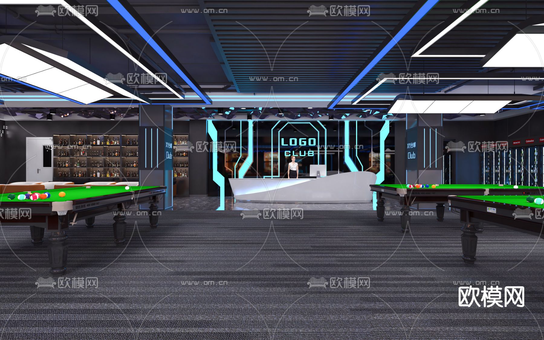 台球俱乐部 台球室3d模型下载（渲染图2）
