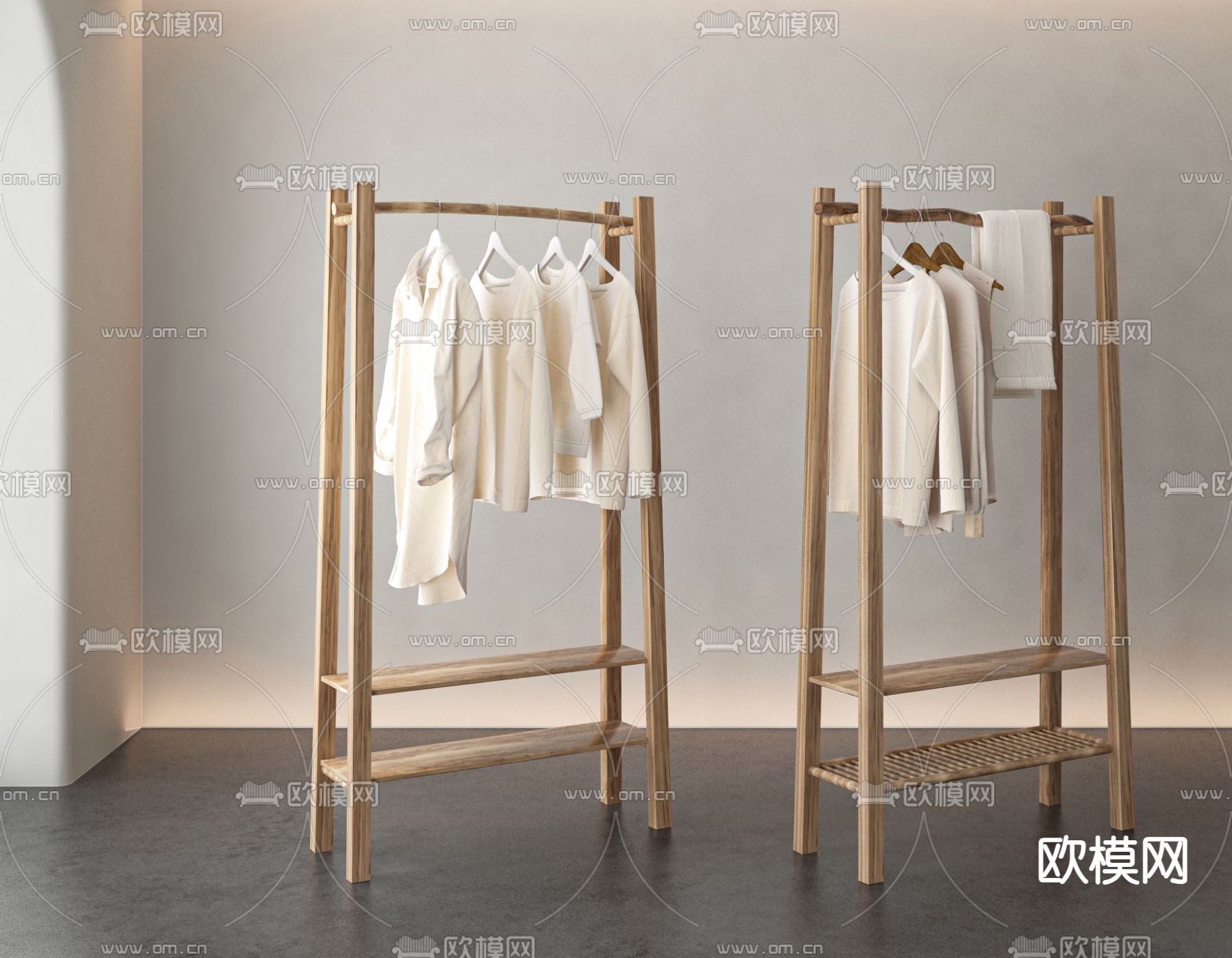 侘寂挂衣架 衣帽架3d模型下载