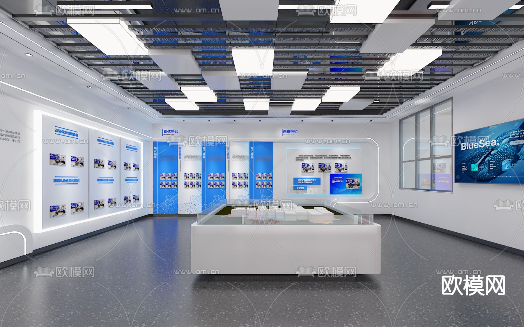 公安科技展厅su模型下载（渲染图3）