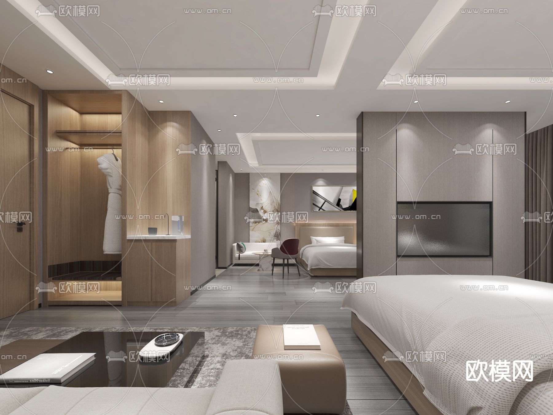酒店客房 套房3d模型下载（渲染图2）