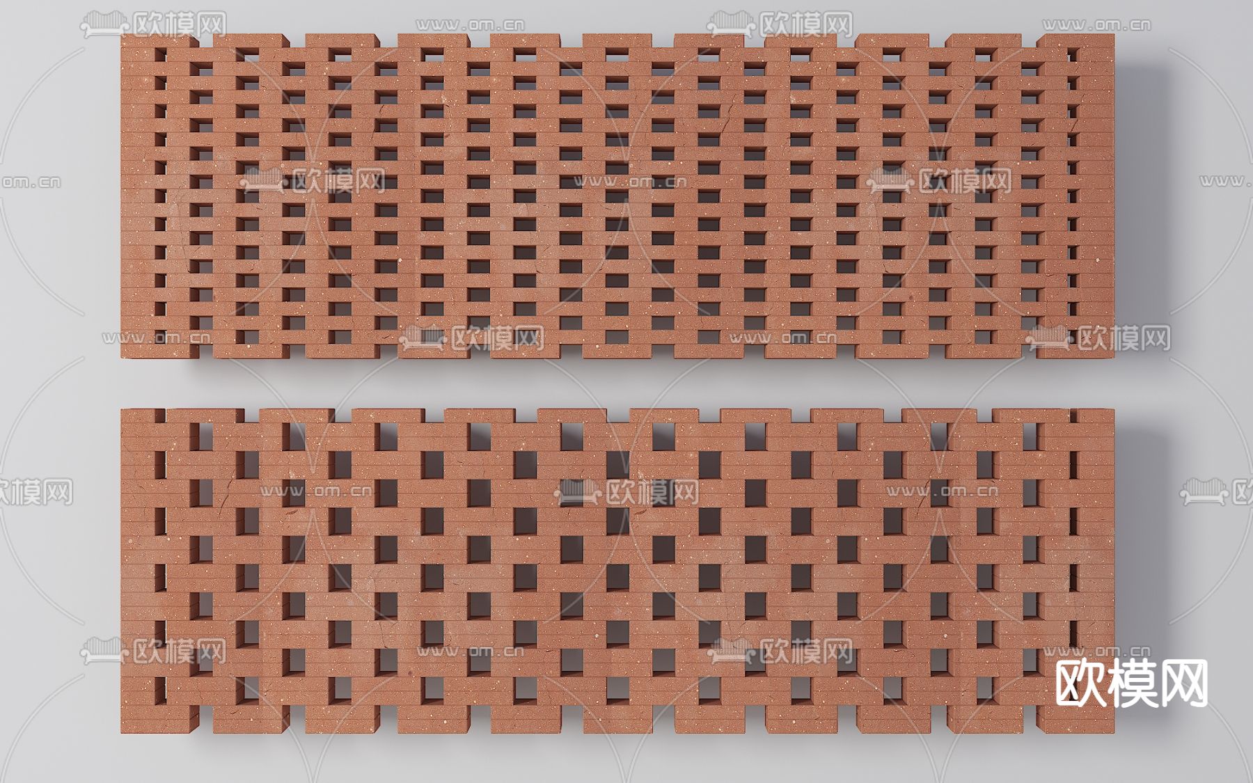 镂空红砖墙 镂空砖隔断 红砖3d模型下载