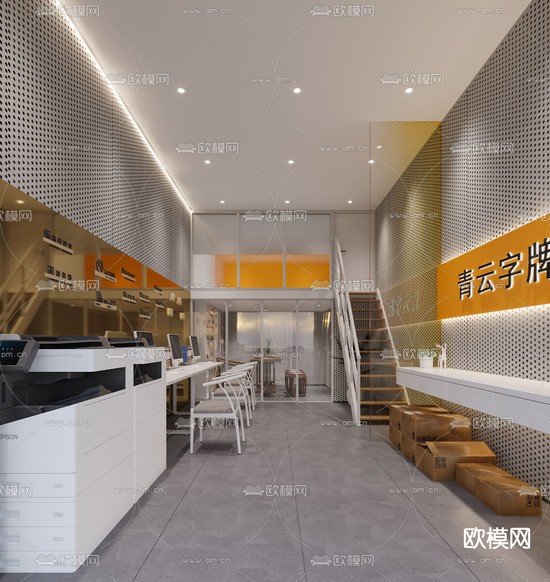 广告店门头3d模型下载(渲染图2)