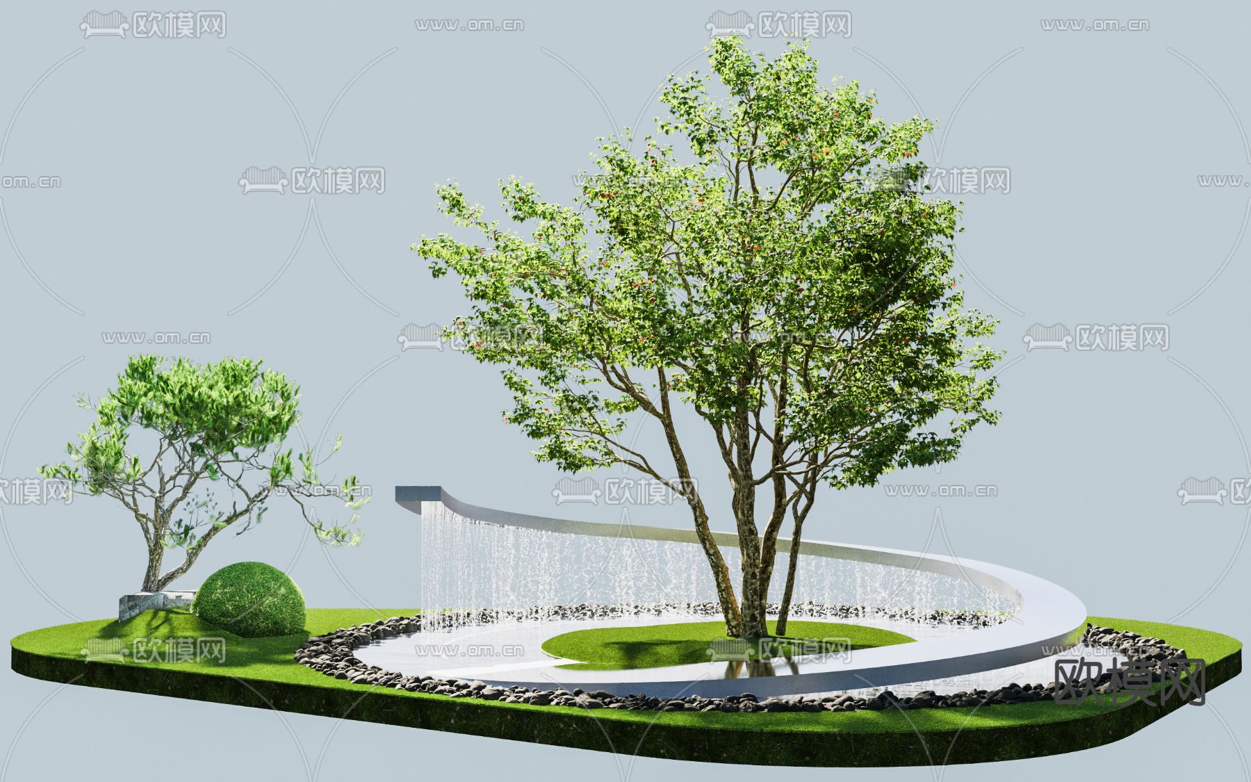 水幕景观 叠水造景3d模型下载