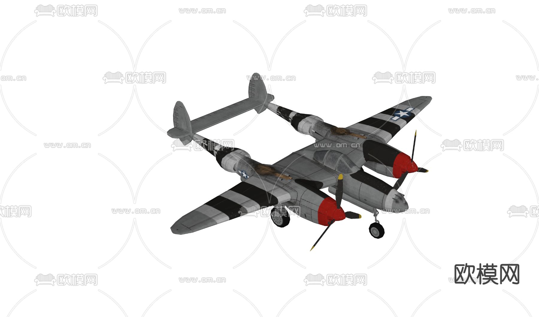 二战美国重型战斗机3d模型下载（渲染图2）