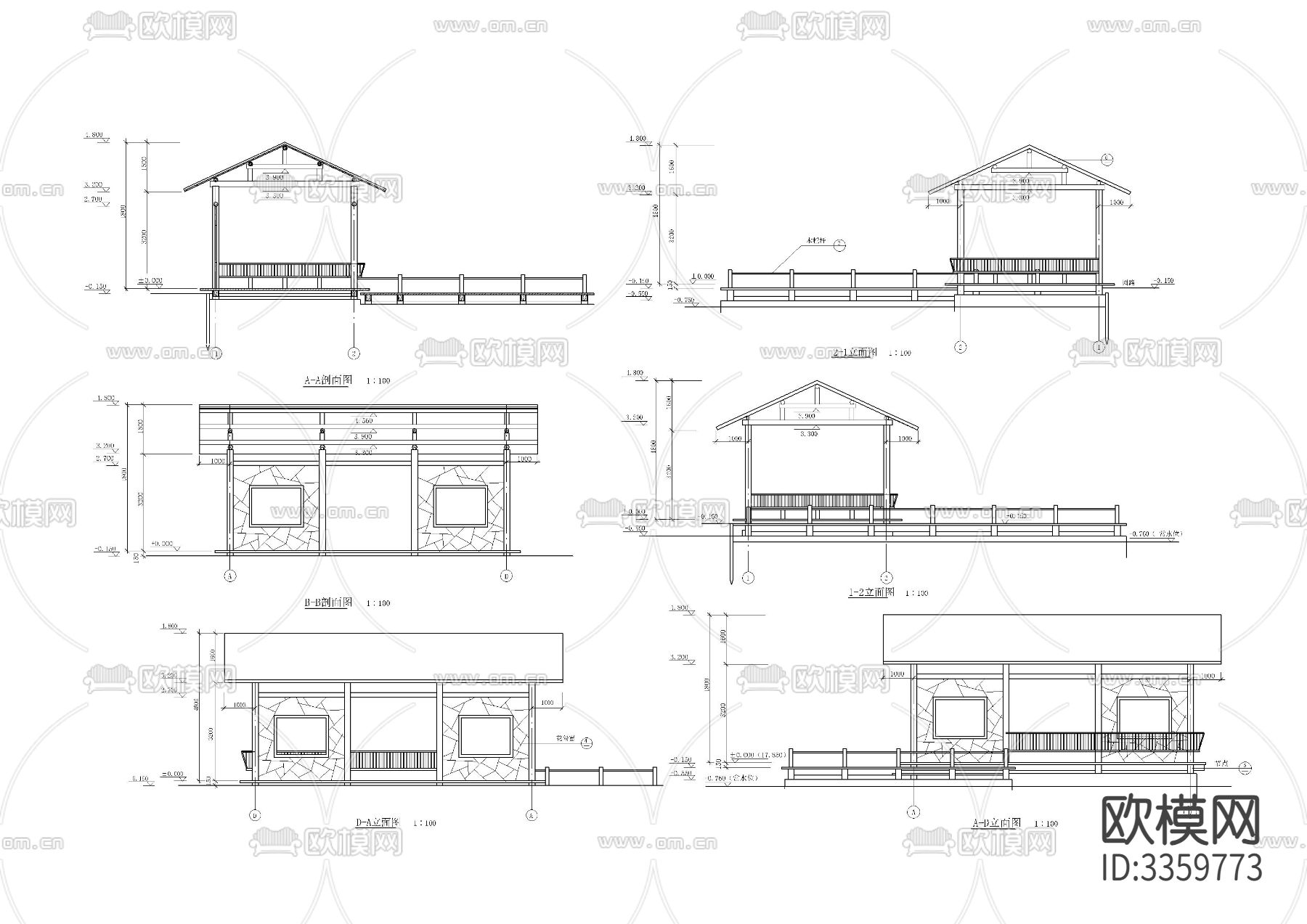 水榭cad大样图下载（渲染图3）