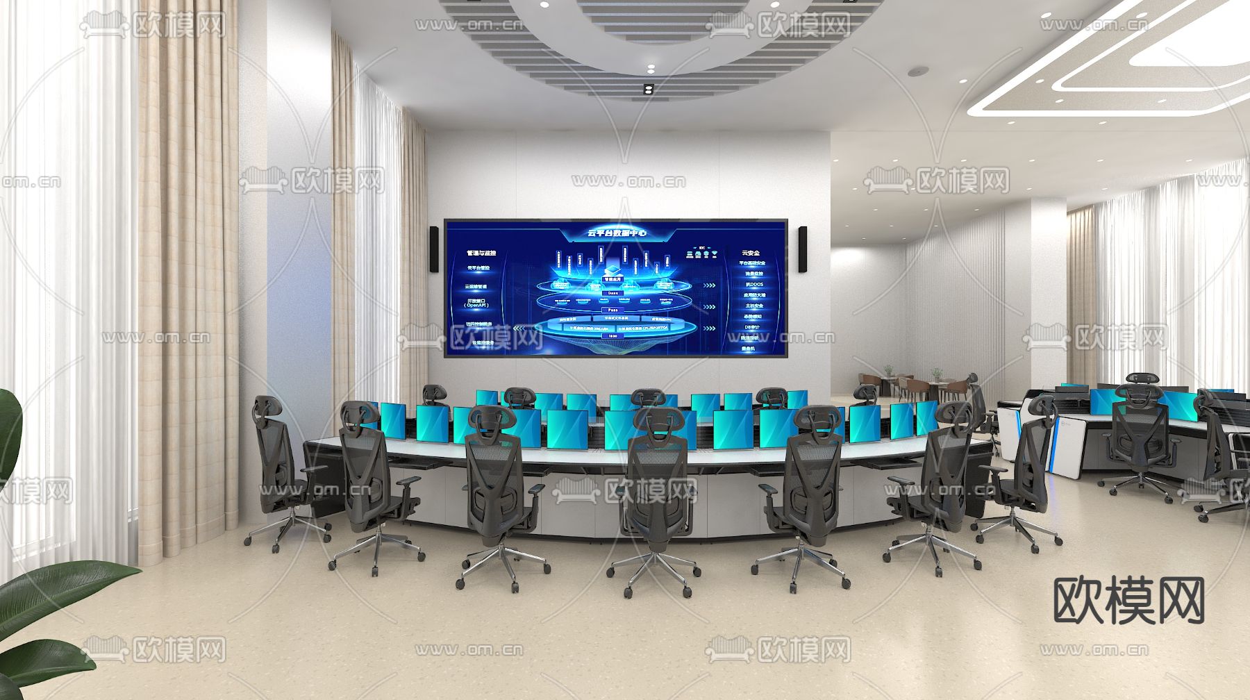 指挥室 控制室3d模型下载（渲染图4）