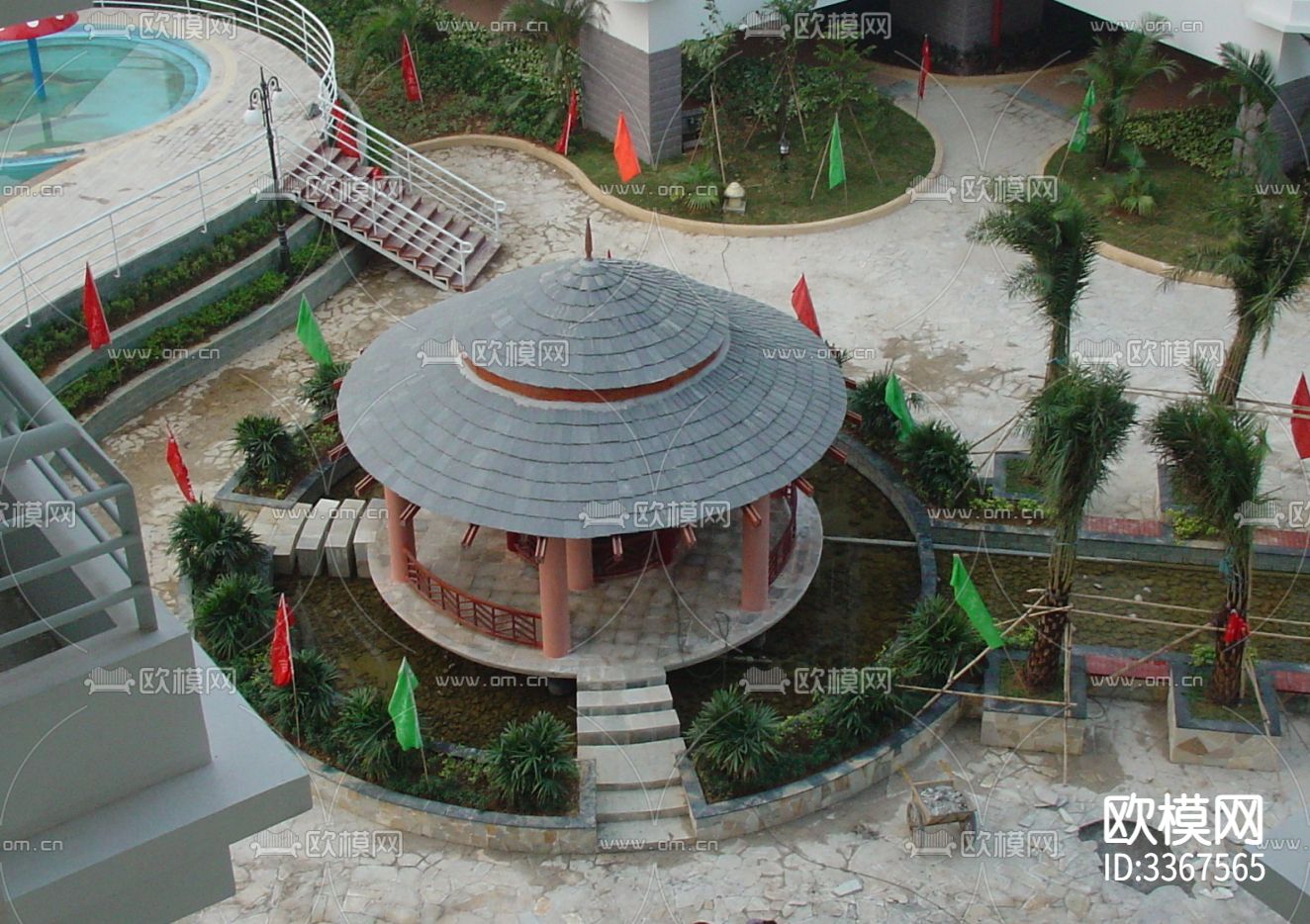 水亭cad大样图下载（渲染图2）