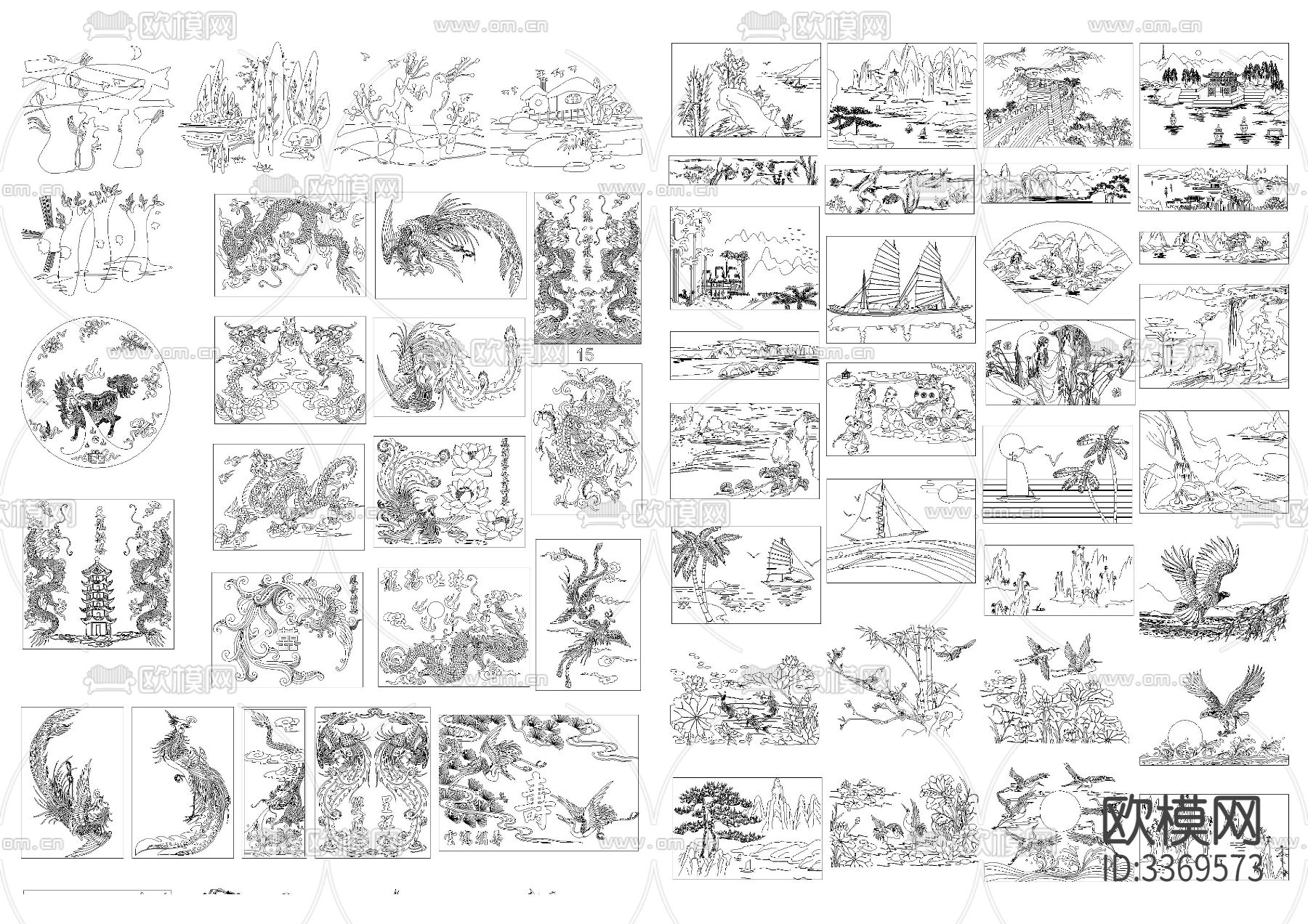 中式雕花cad图库下载（渲染图2）