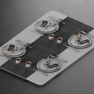  现代餐具 碗具su模型 