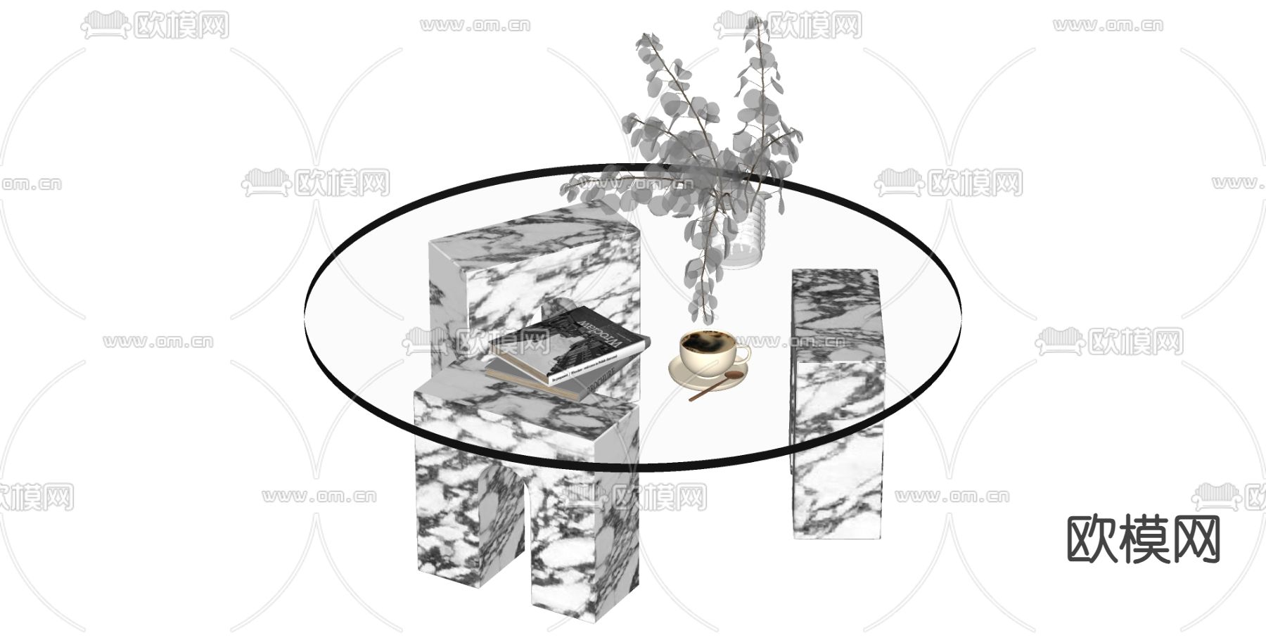 中古风茶几su模型下载（渲染图1）