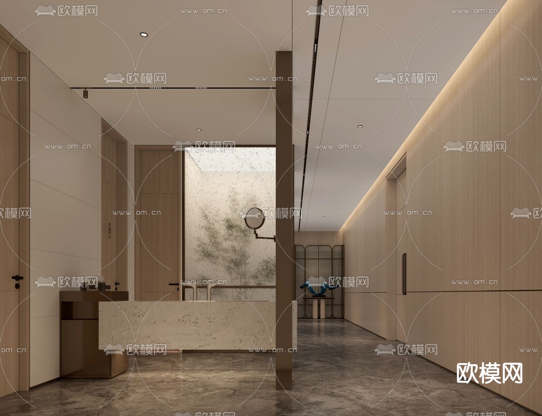 办公室走廊 过道3d模型下载（渲染图1）