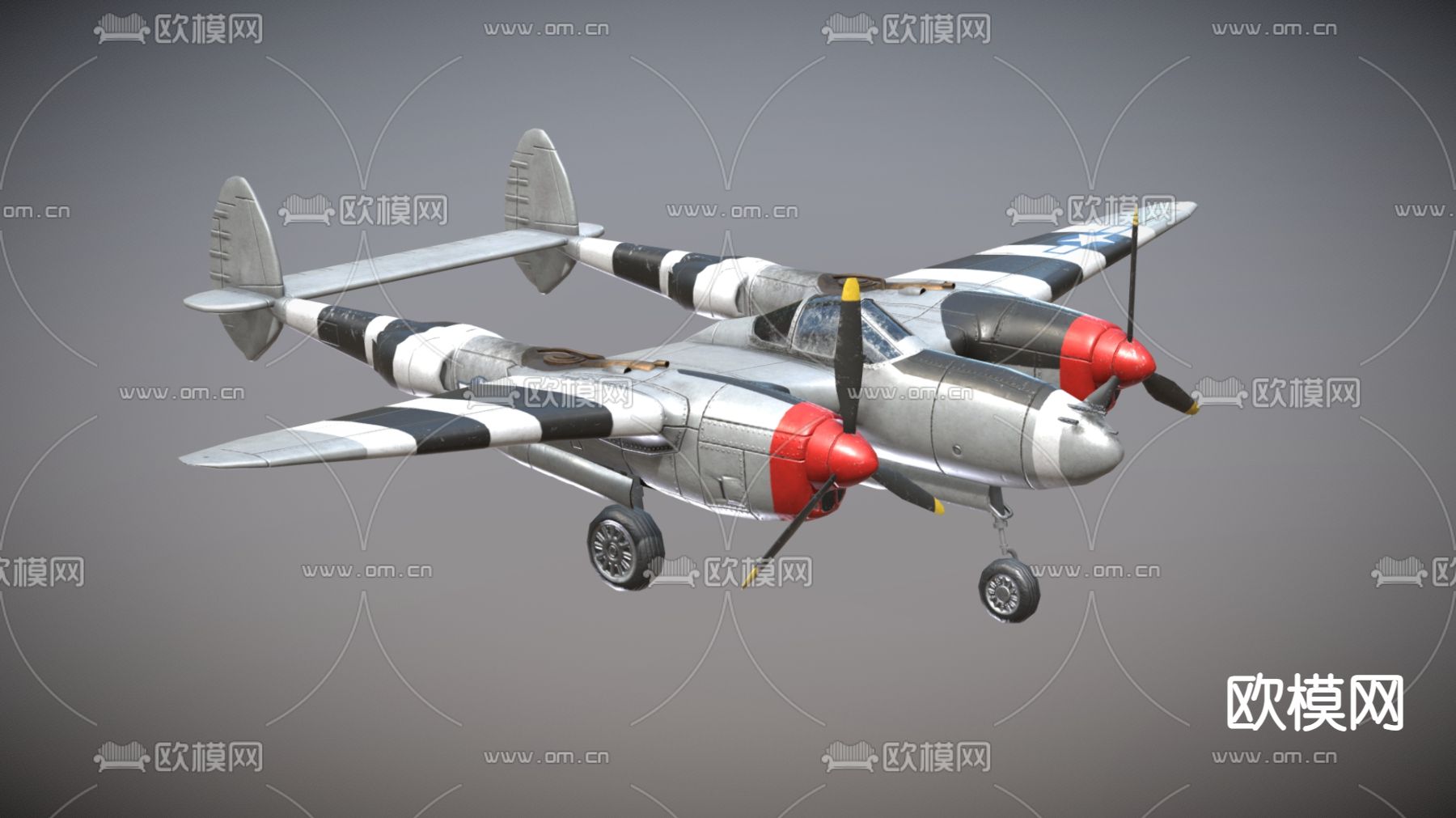 二战美国重型战斗机3d模型下载（渲染图1）