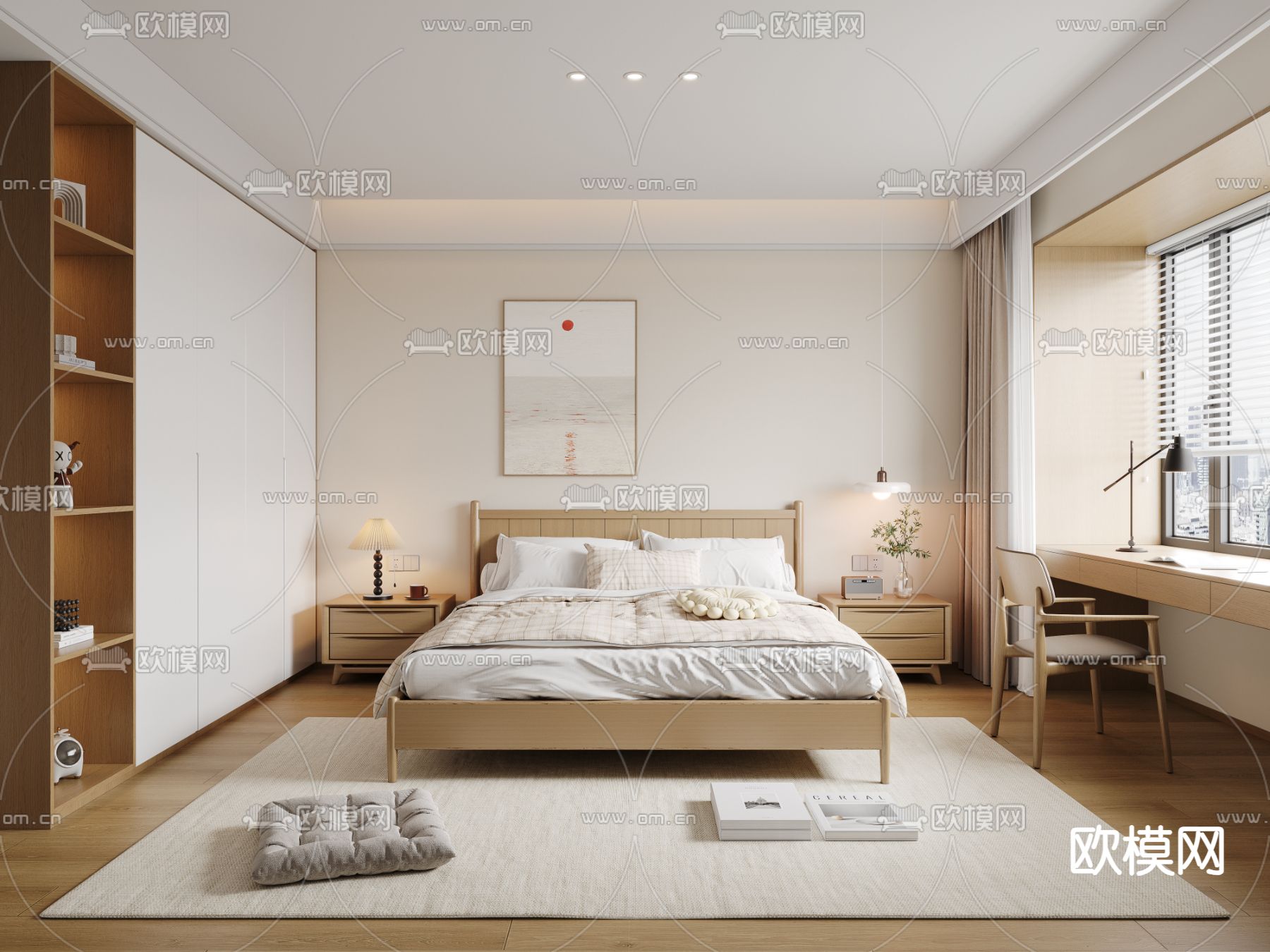 北欧卧室 主人房su模型下载（渲染图2）