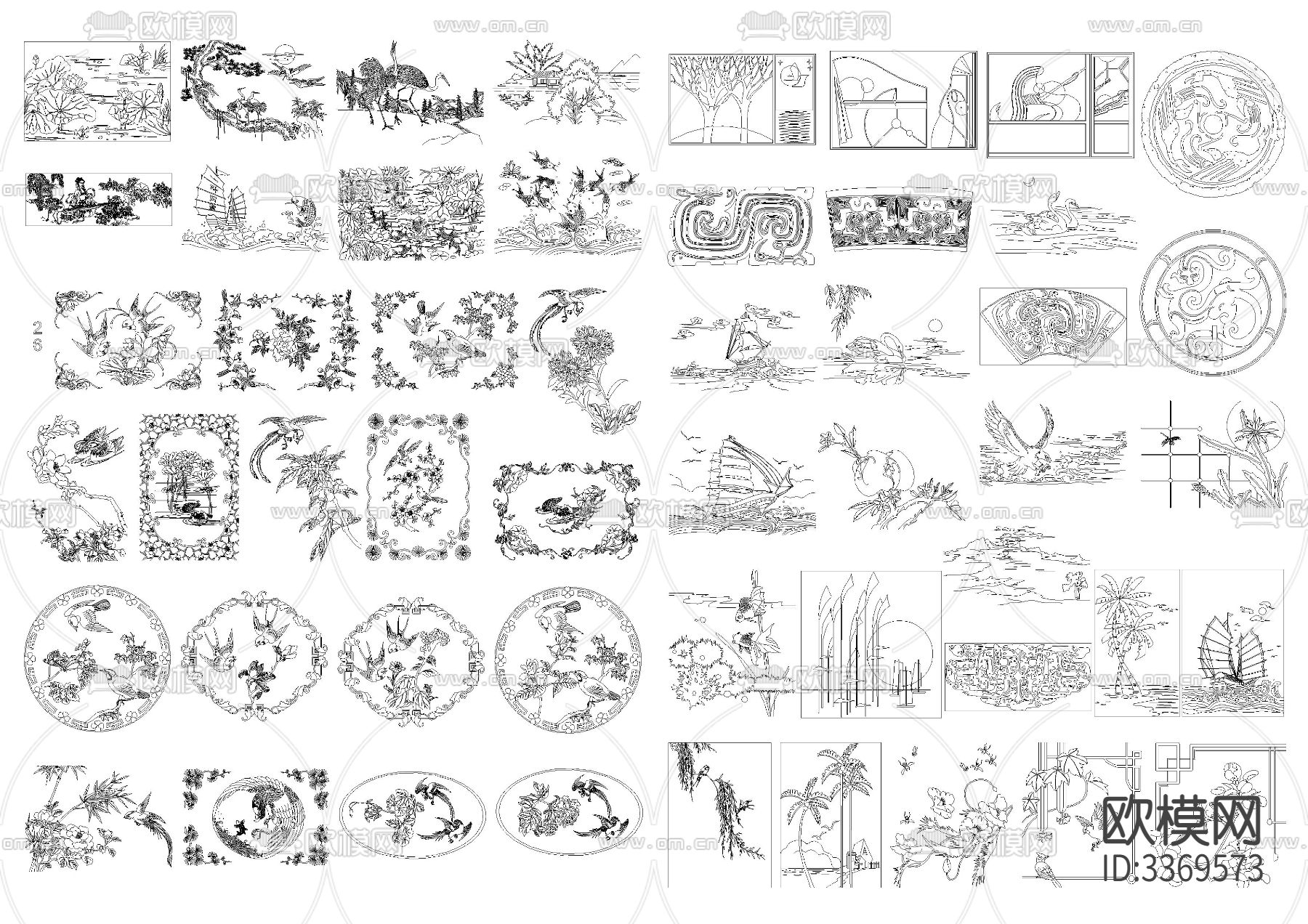 中式雕花cad图库下载（渲染图3）
