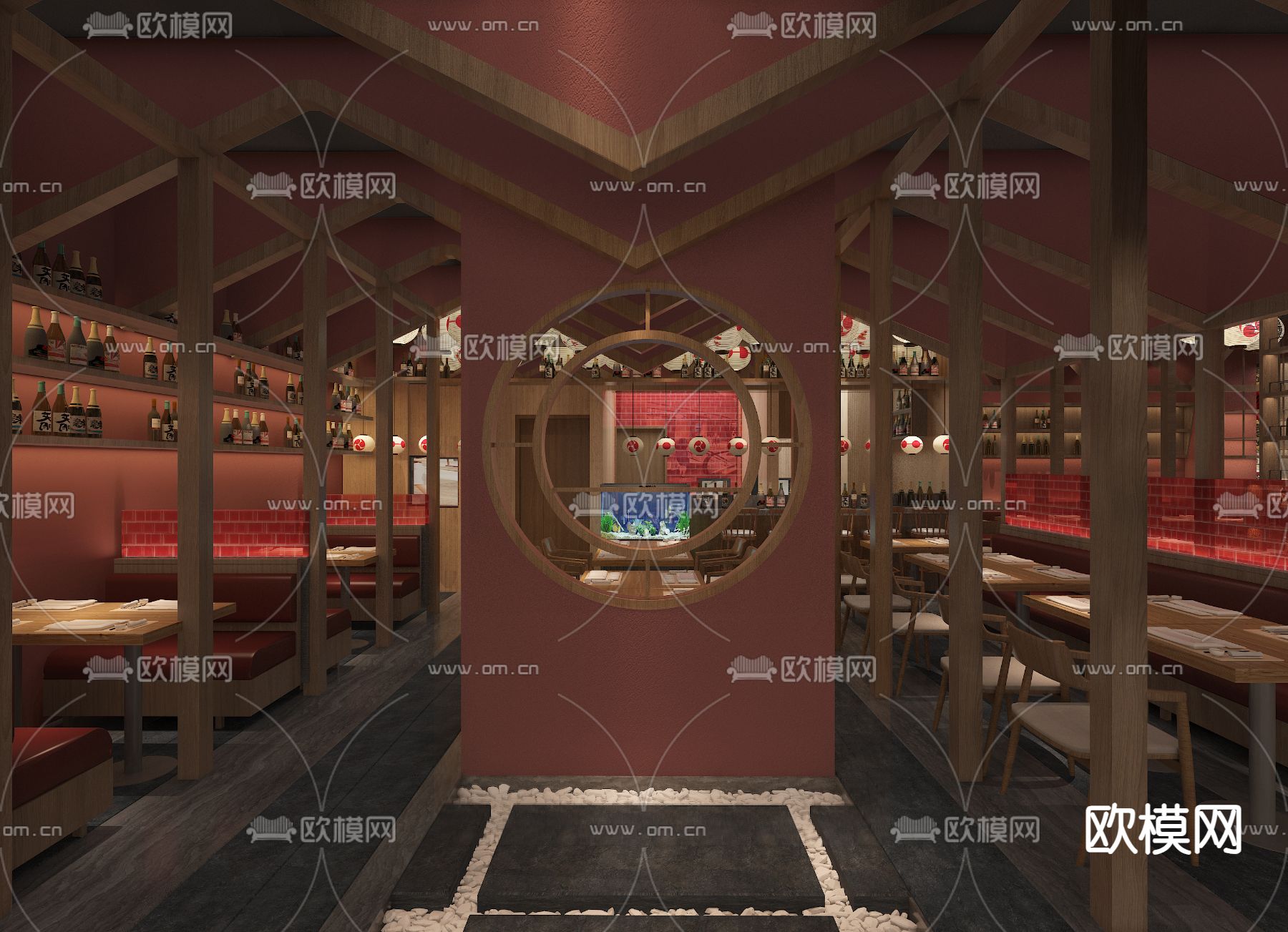 日式料理餐厅3d模型下载（渲染图3）