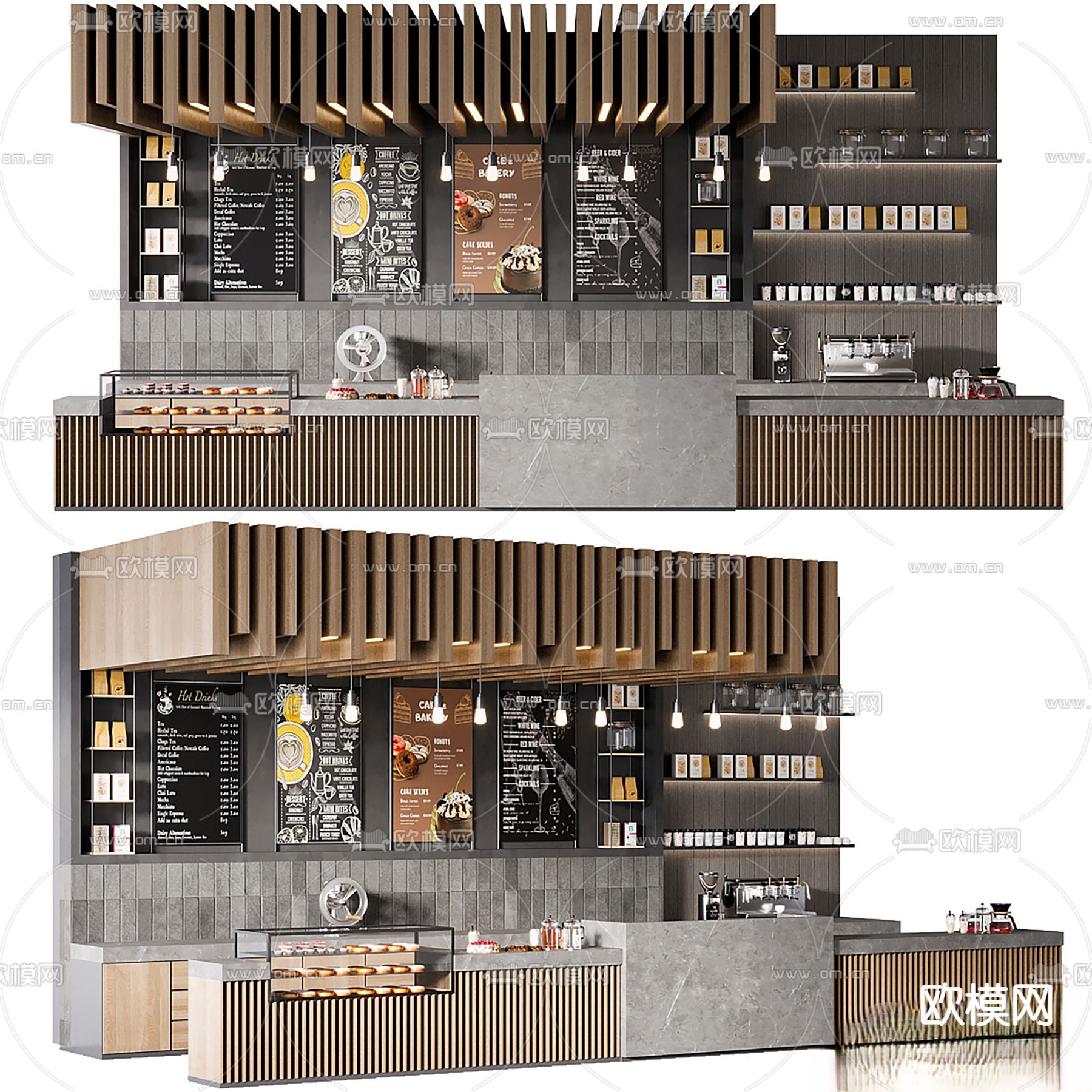 咖啡店吧台 操作台3d模型下载（渲染图2）