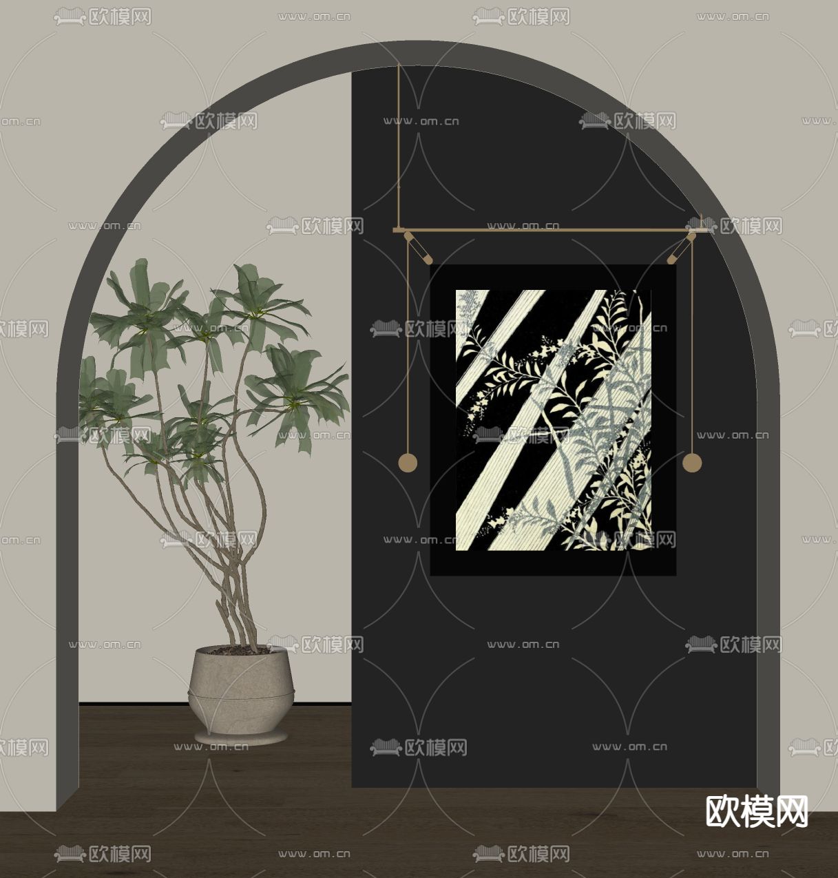 中古风装饰画su模型