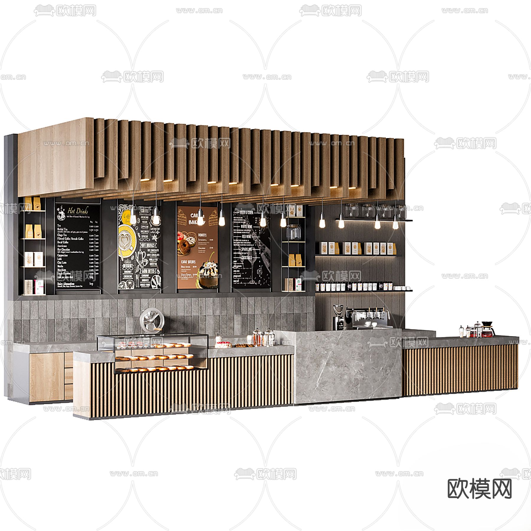 咖啡店吧台 操作台3d模型下载（渲染图1）