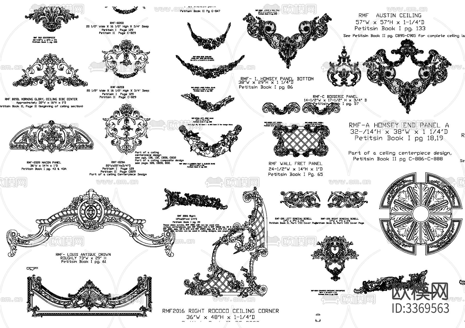 法式雕花cad图库下载（渲染图4）
