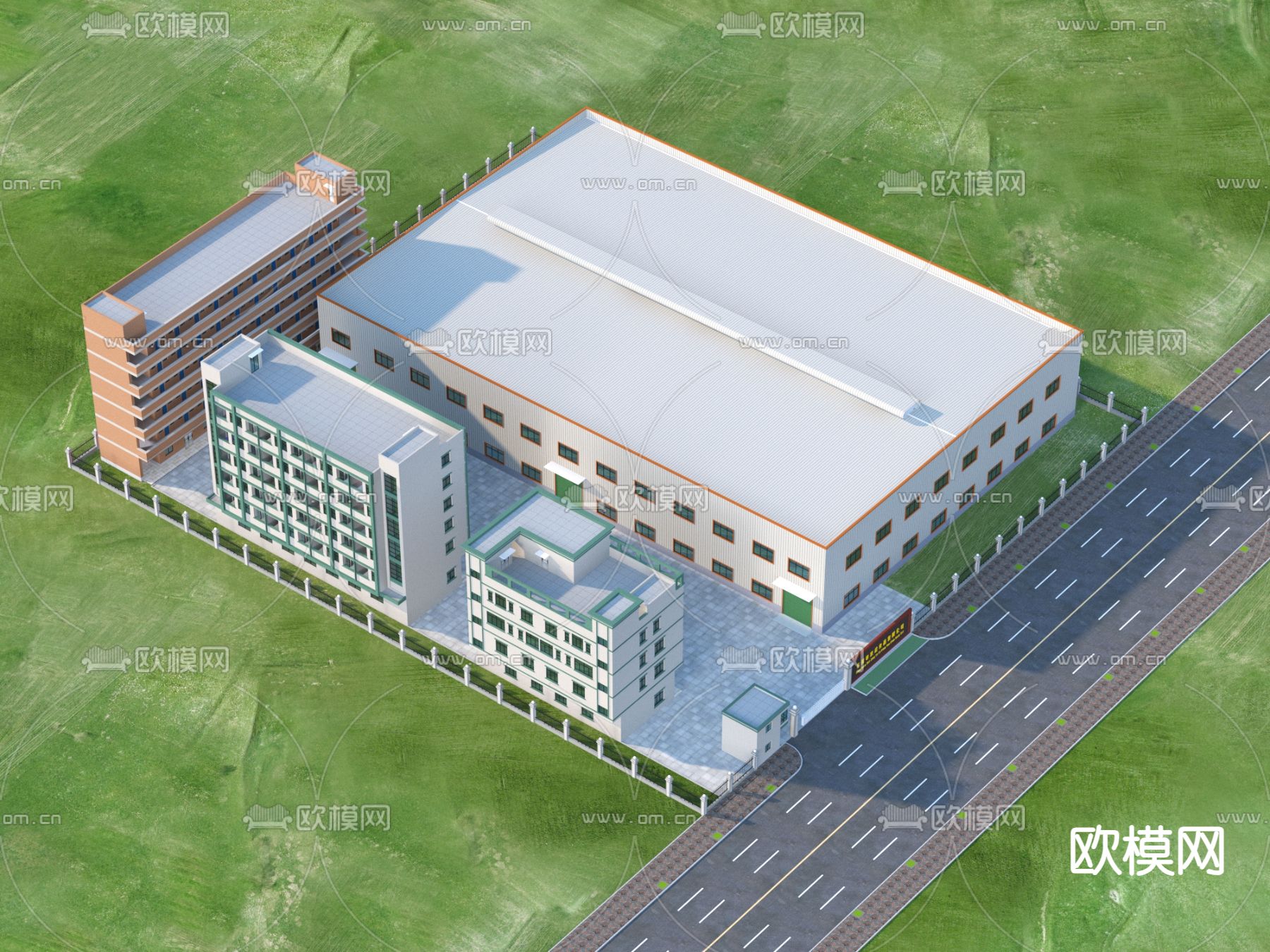 厂房 厂区鸟瞰3d模型下载