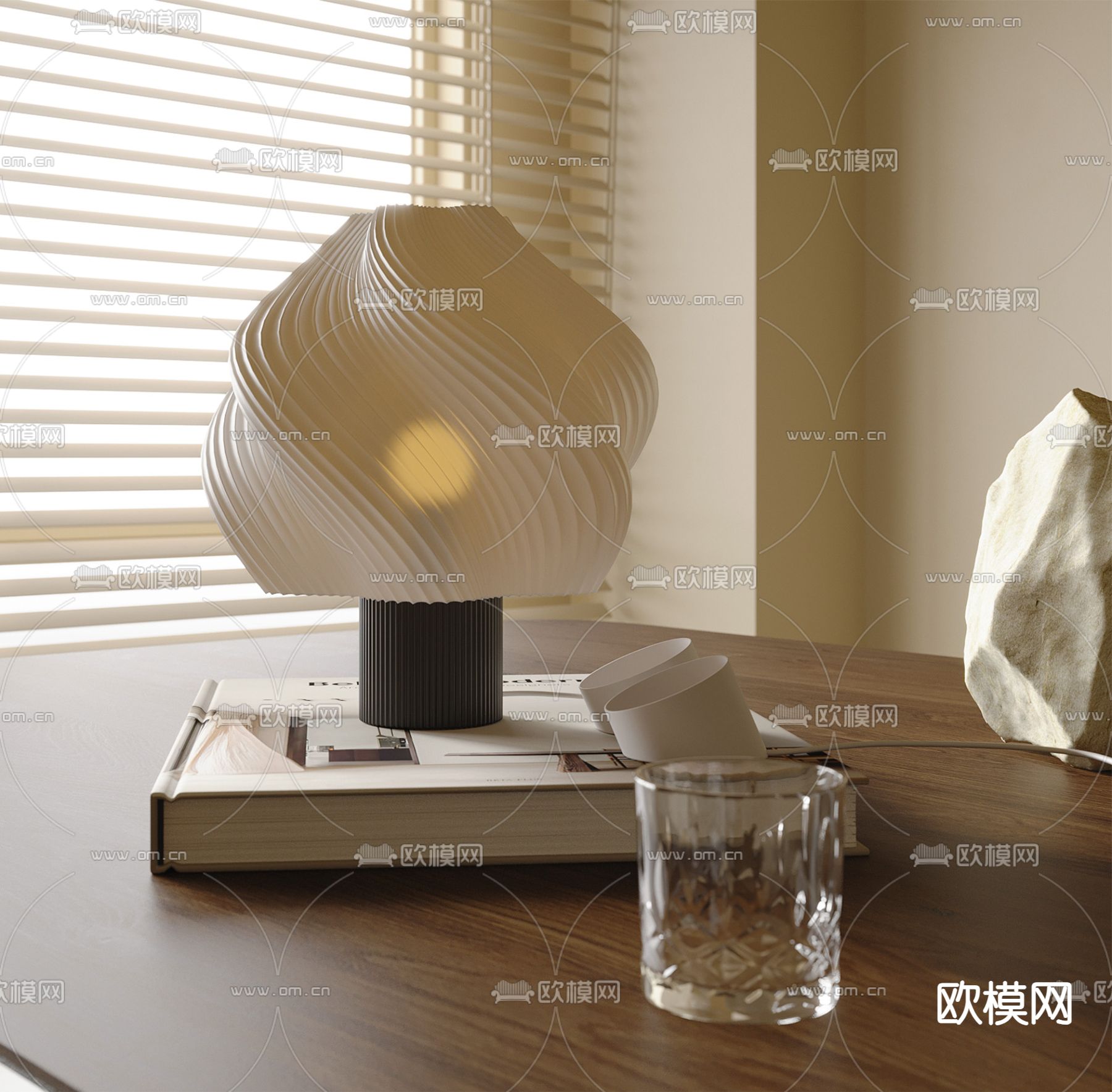 奶油风台灯3d模型下载