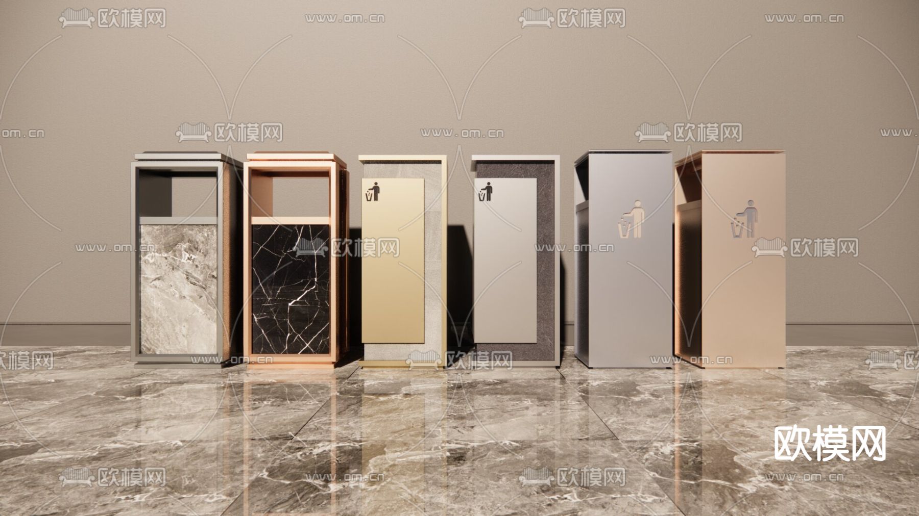 酒店垃圾筒 室内垃圾桶3d模型下载