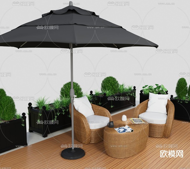 户外桌椅 庭院桌椅3d模型下载