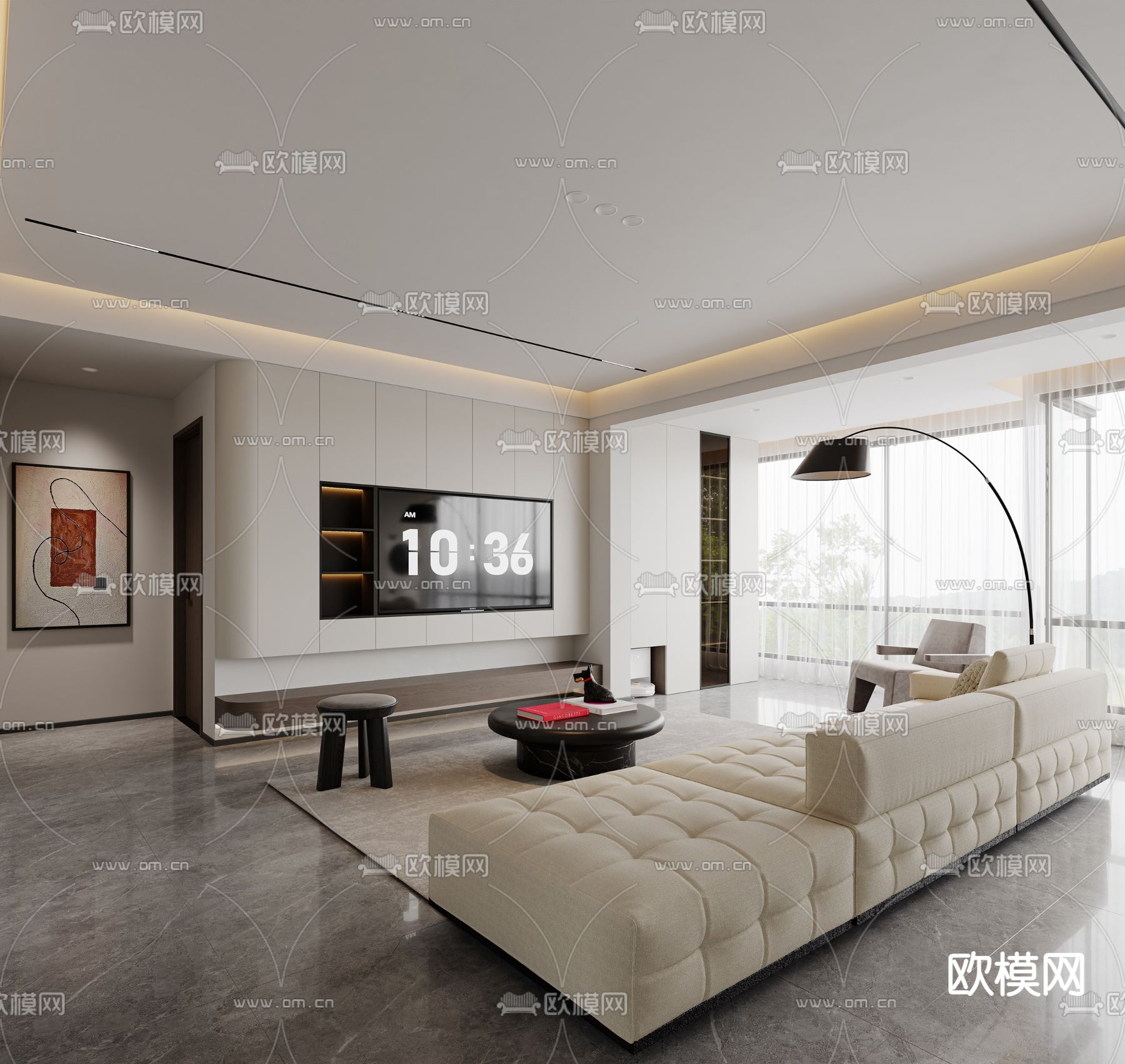 现代客餐厅3d模型下载（渲染图2）