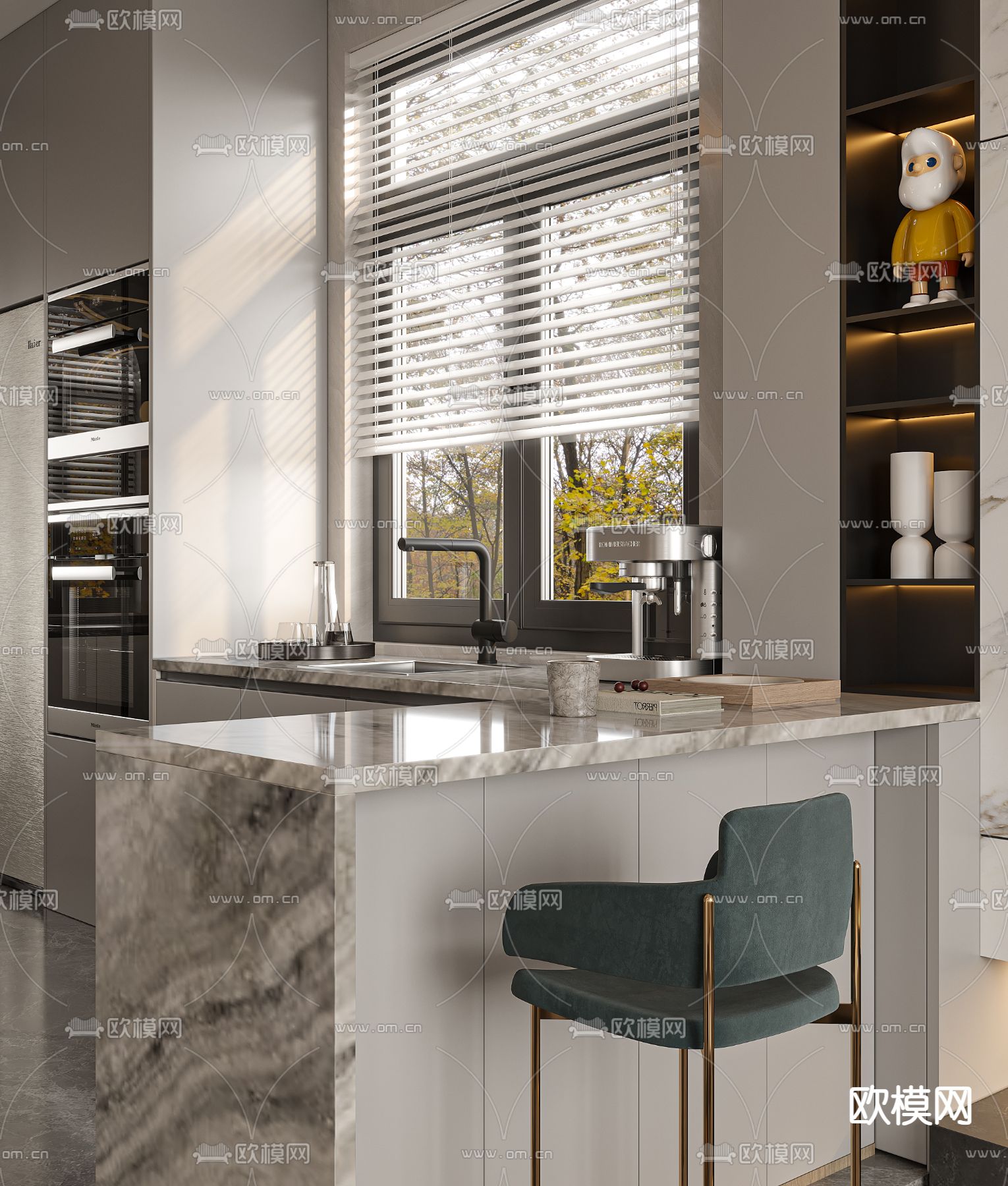 别墅客厅 别墅中空3d模型下载（渲染图2）