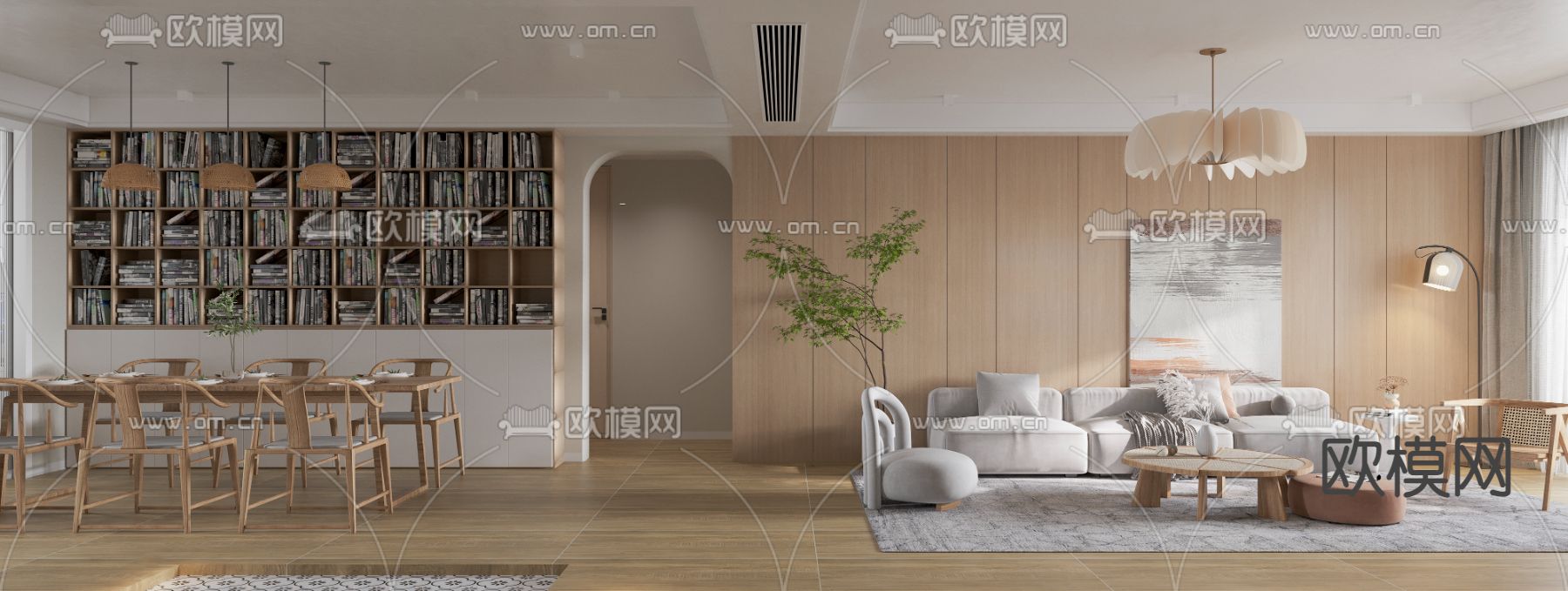 北欧客餐厅3d模型下载（渲染图1）