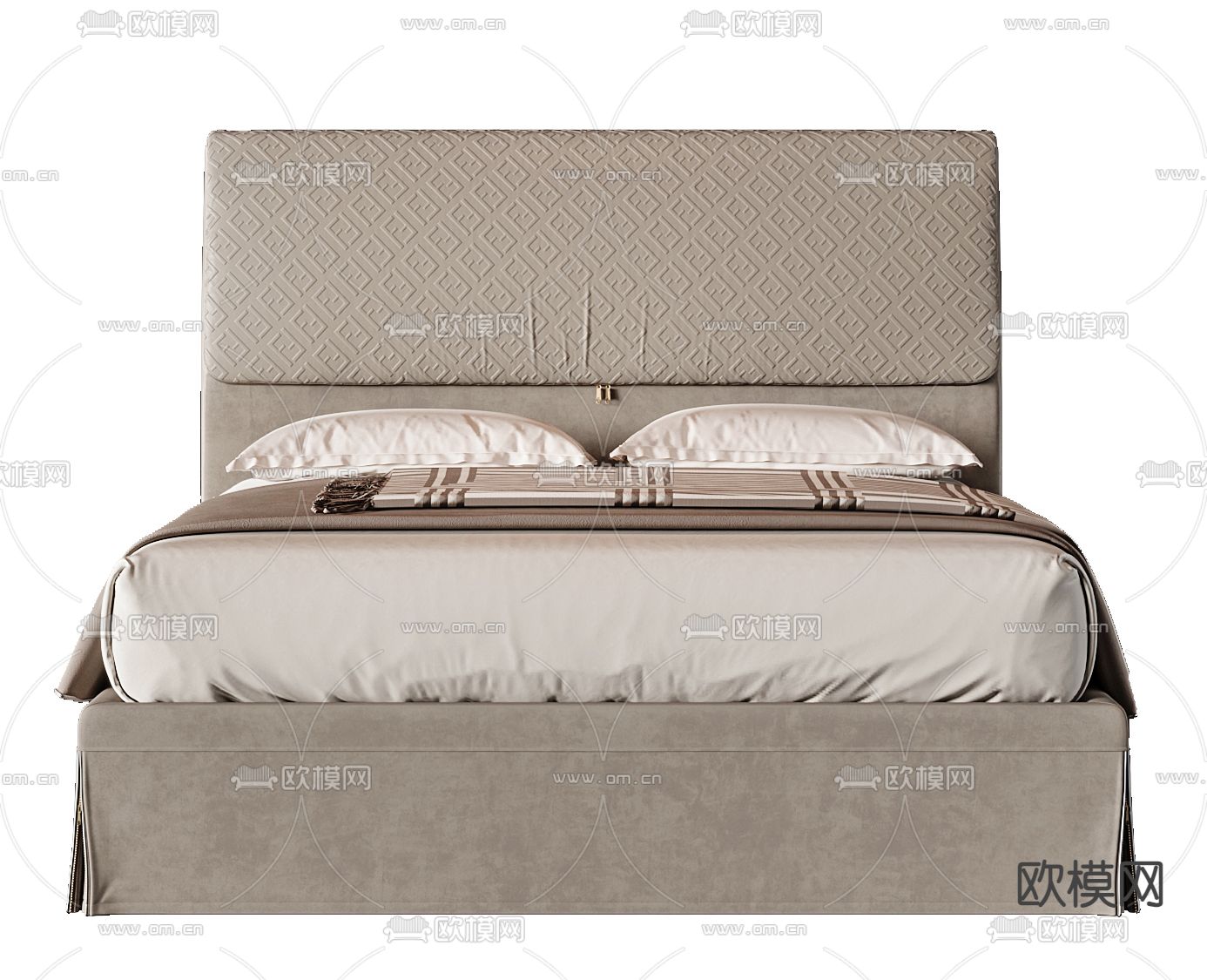 FENDI 双人床3d模型下载（渲染图1）