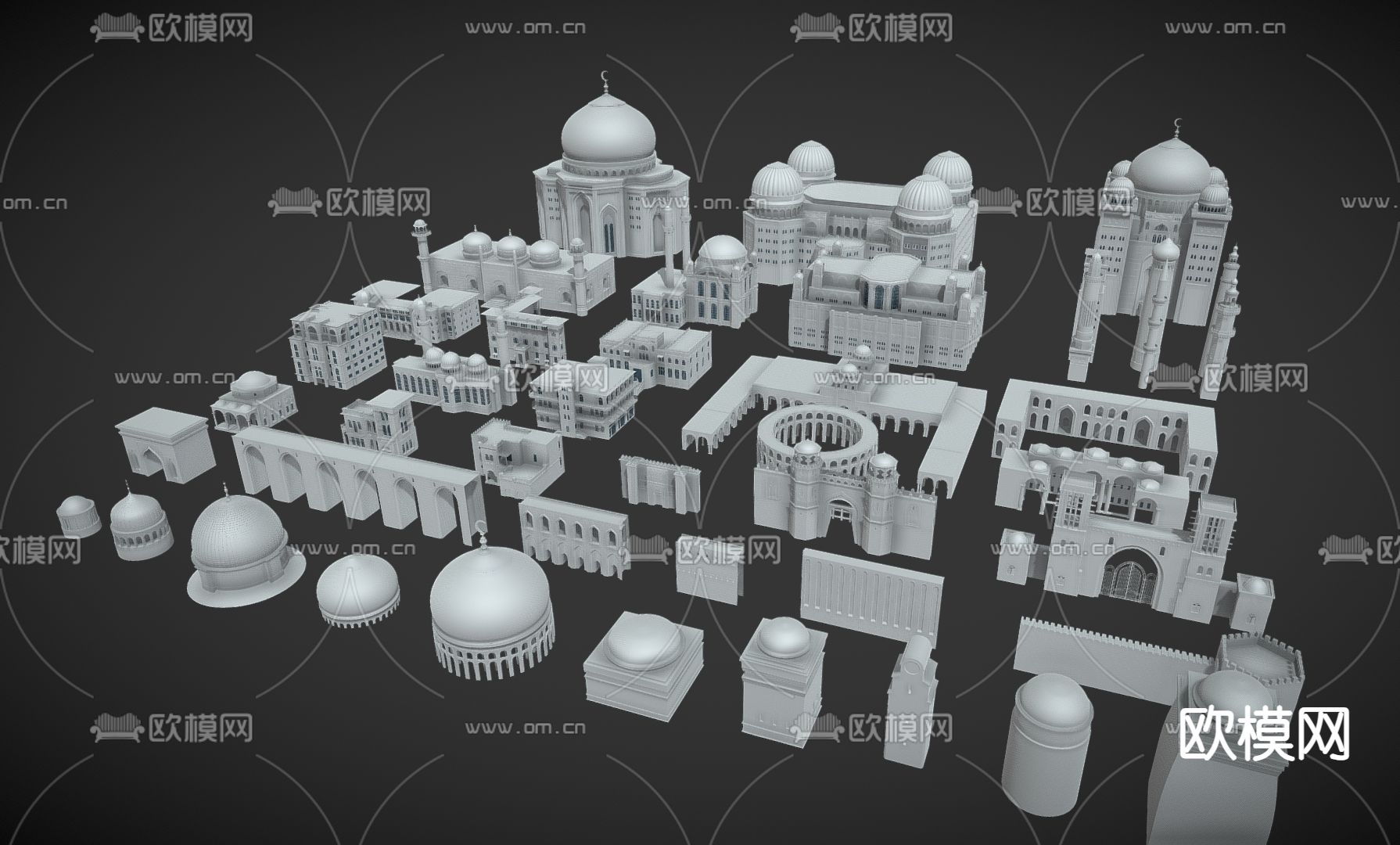 欧式建筑 圆顶宫殿3d模型下载（渲染图2）