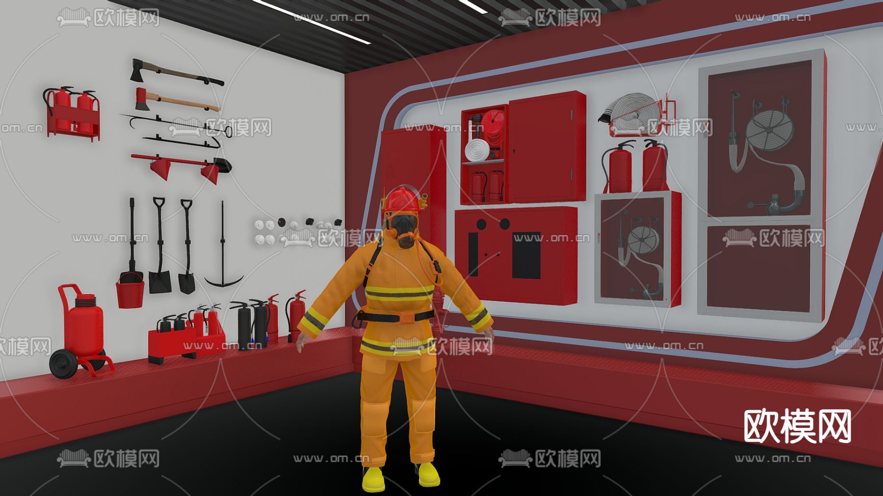 消防器材 消防栓 灭火器 报警器3d模型下载