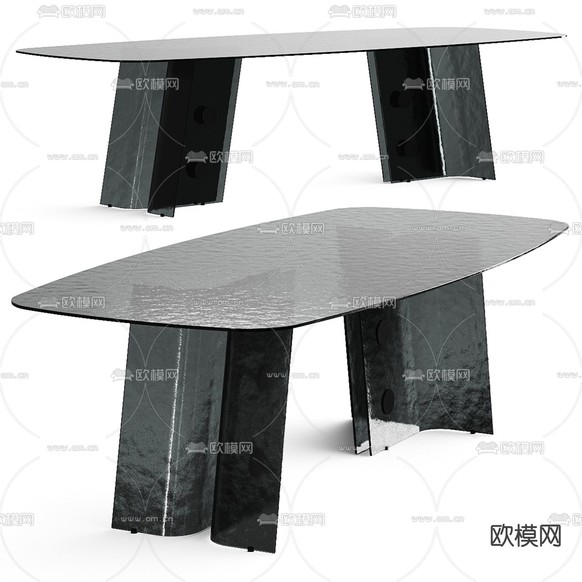 条形餐桌3d模型下载