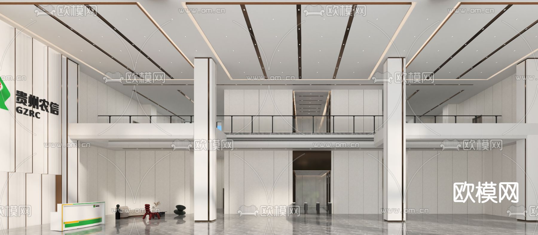 农信银行 大厅3d模型下载（渲染图3）