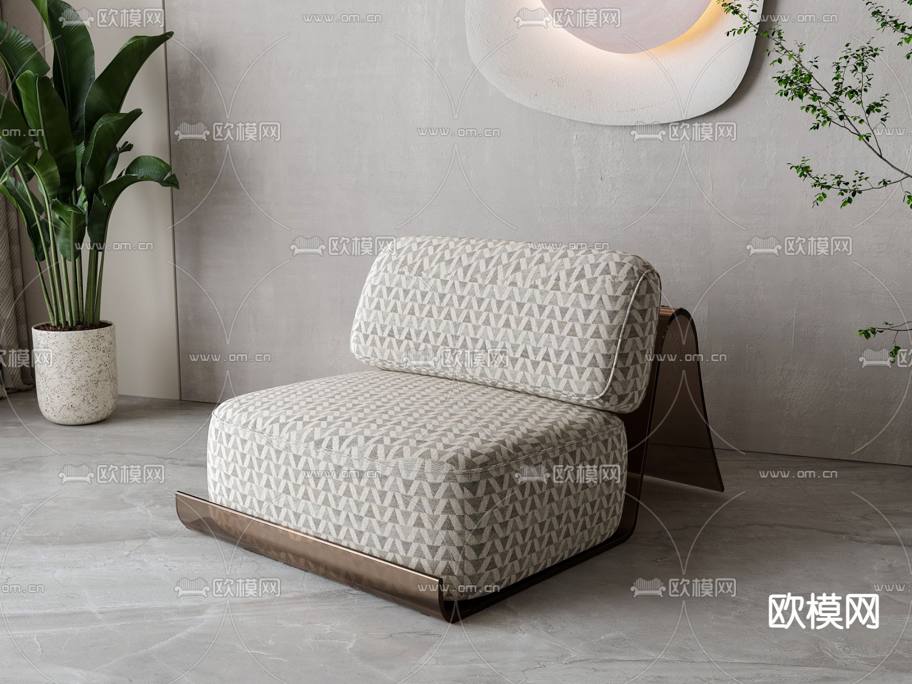 单人沙发 布艺沙发3d模型下载