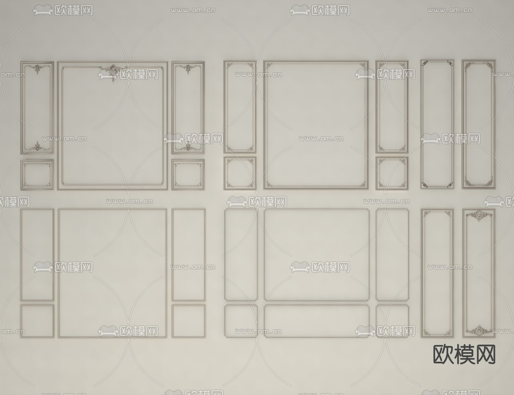 法式石膏线 角线 雕花3d模型下载