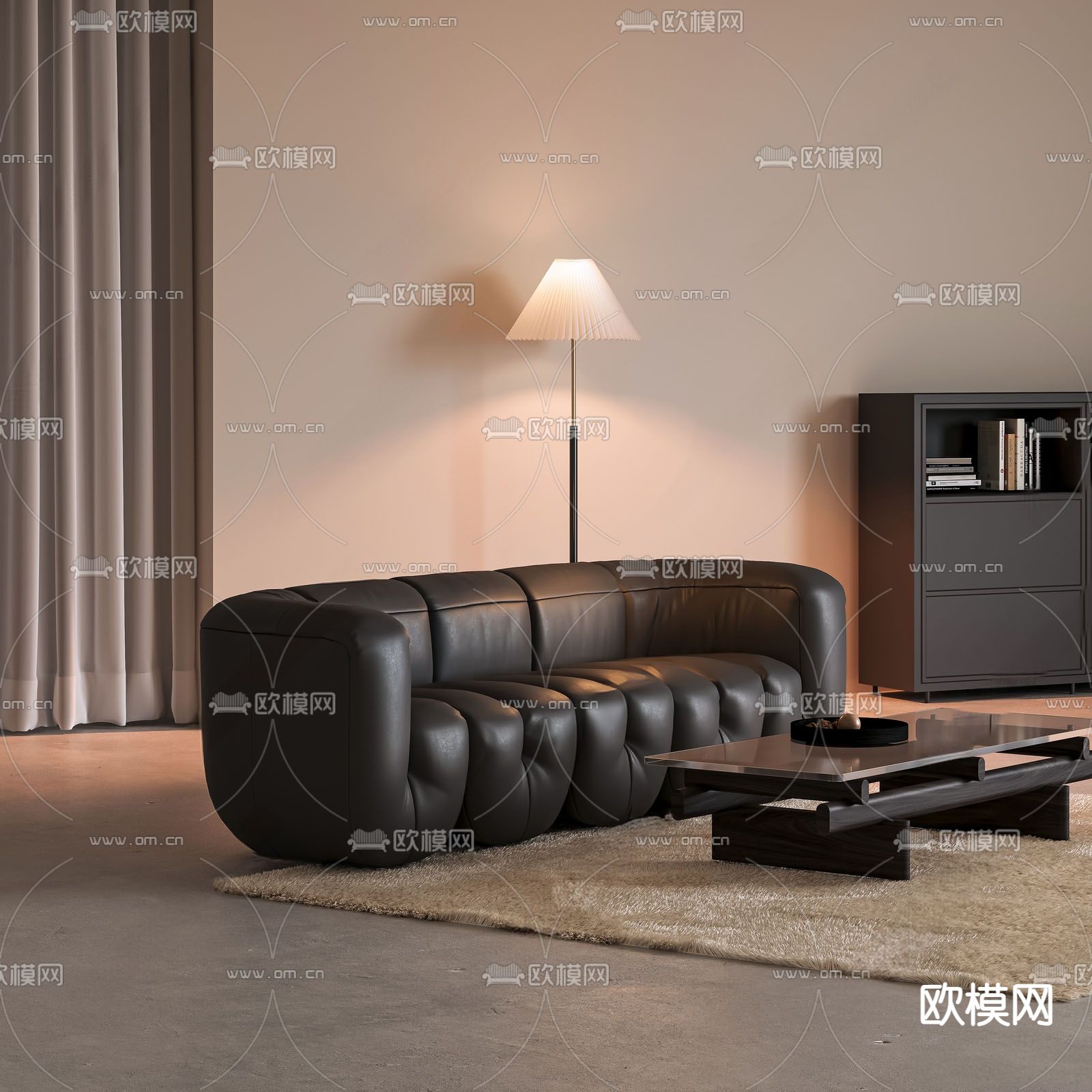 皮革沙发 双人沙发3d模型下载