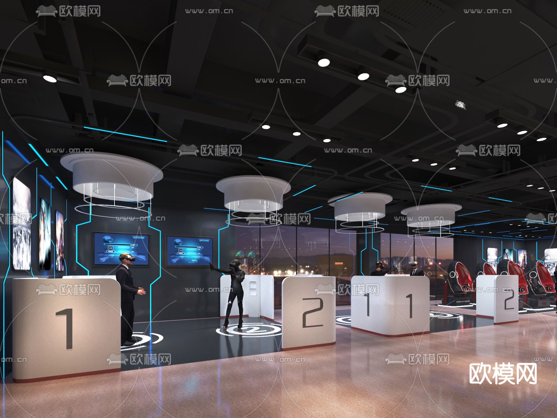 科技展厅 vr体验馆3d模型下载（渲染图1）
