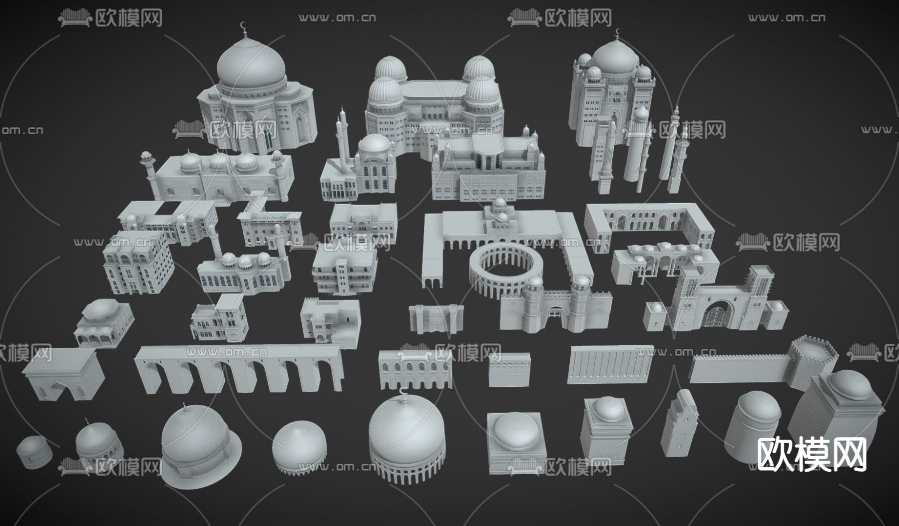 欧式建筑 圆顶宫殿3d模型下载（渲染图1）
