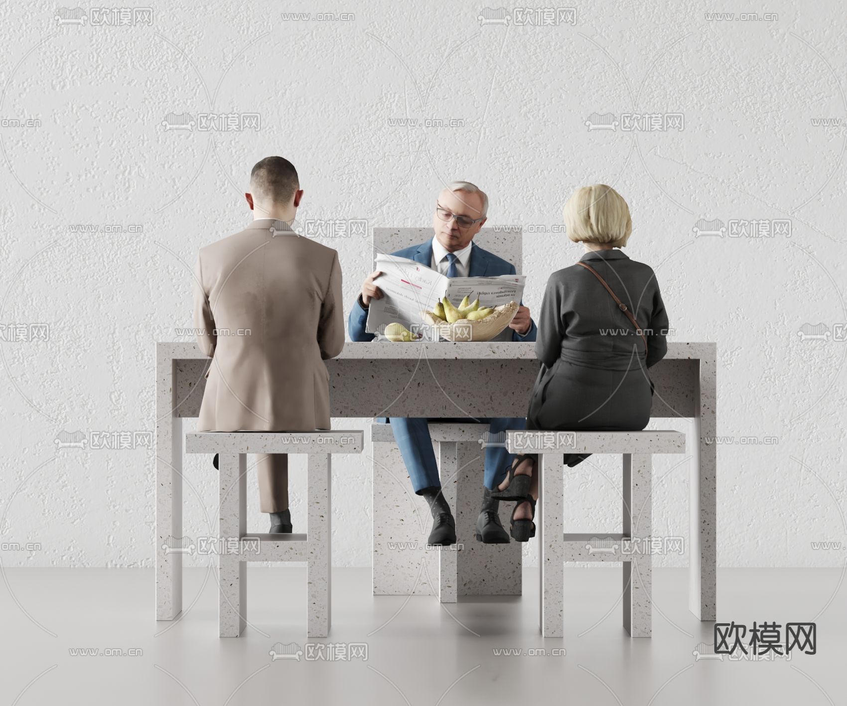 坐姿人物 交谈人物3d模型下载