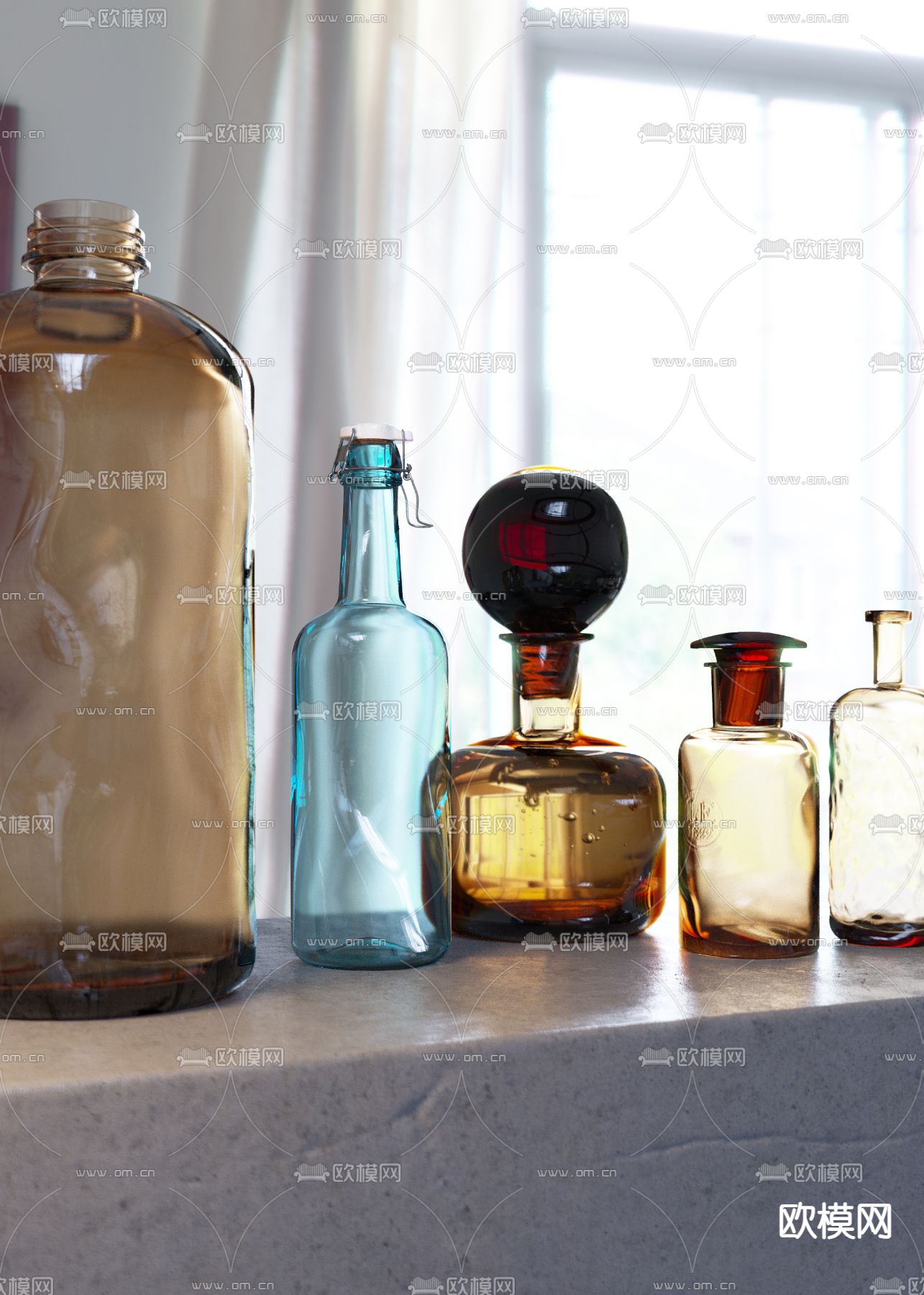 玻璃花瓶 玻璃罐 器皿3d模型下载